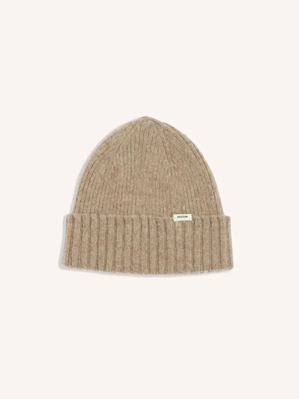 Balloch Beanie in Mushroom Brushed Lambswool made by Kestin
