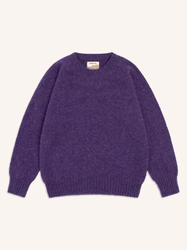 Brushed Shetland Crew in Violet Lambswool made by Kestin
