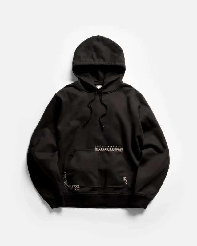 LUGO HOODED SWEATSHIRT - BLACK 19oz. ALL COTTON LOOPBACK TERRY FLEECE sold by 18 East