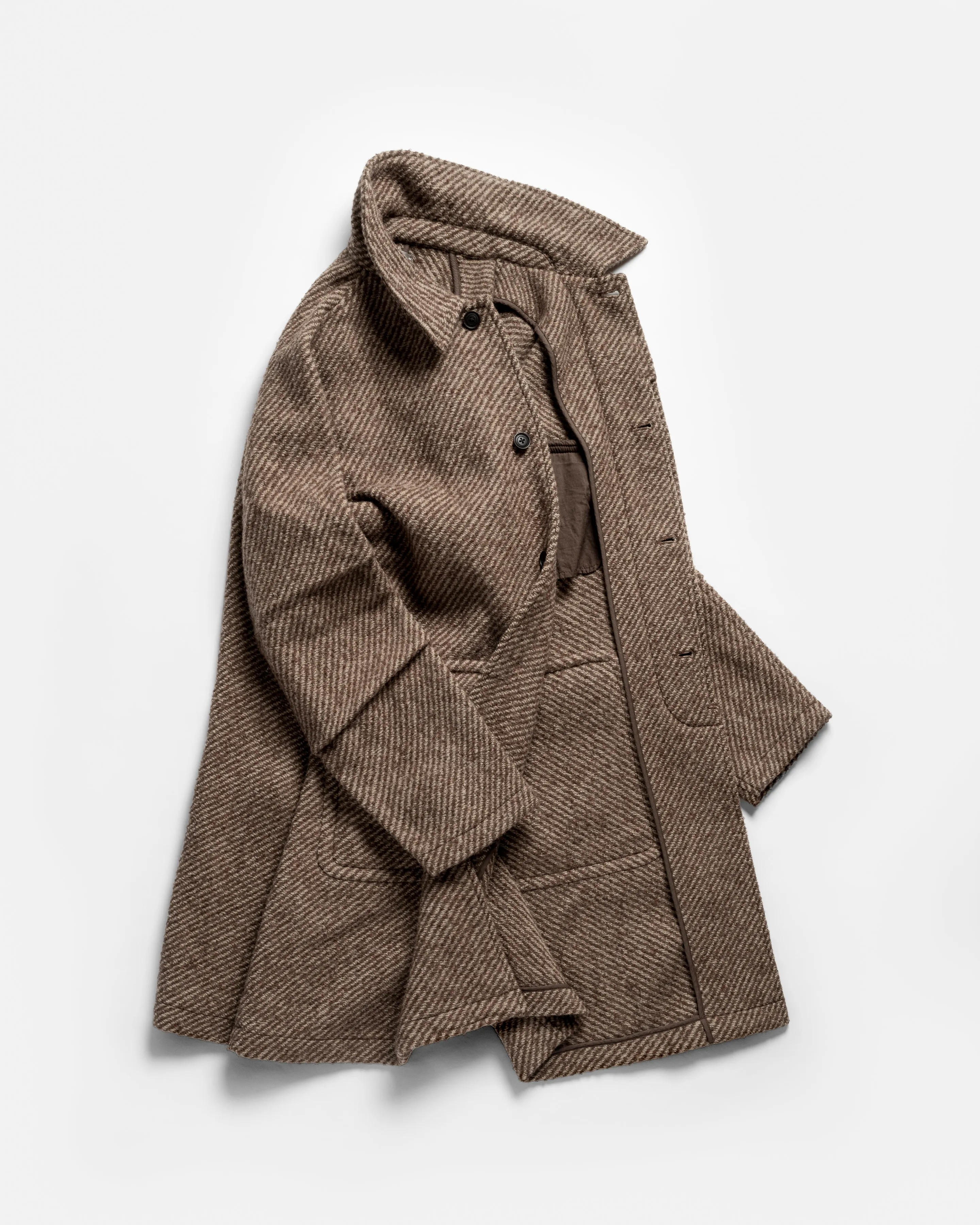 LAMAR HALF RAGLAN TOPCOAT - EARTH / DUNE EXPLODED TWILL ALPACA & WOOL TWEED sold by 18 East product image thumbnail 4