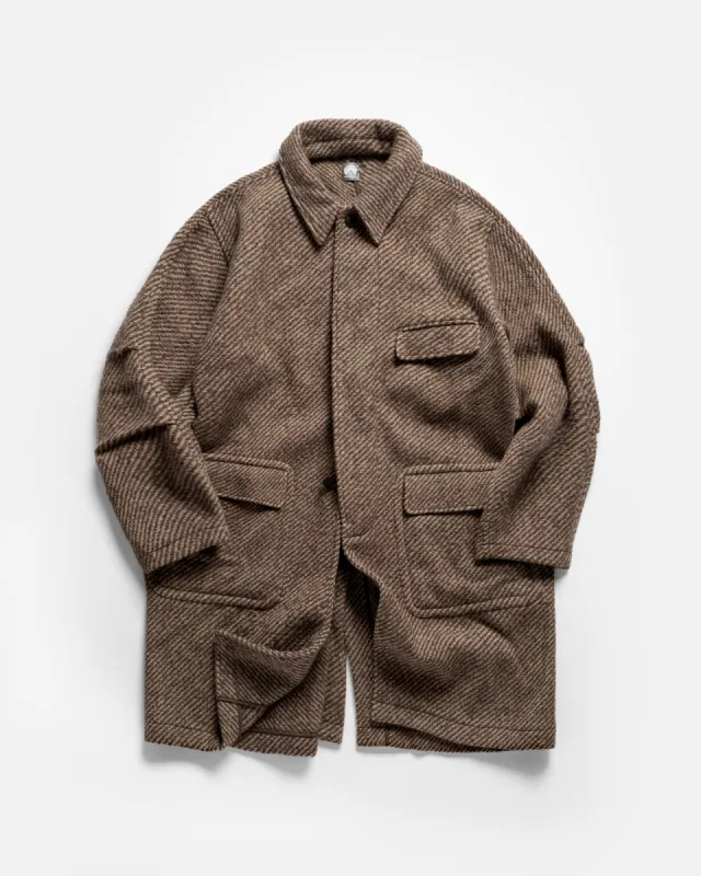 LAMAR HALF RAGLAN TOPCOAT - EARTH / DUNE EXPLODED TWILL ALPACA & WOOL TWEED sold by 18 East