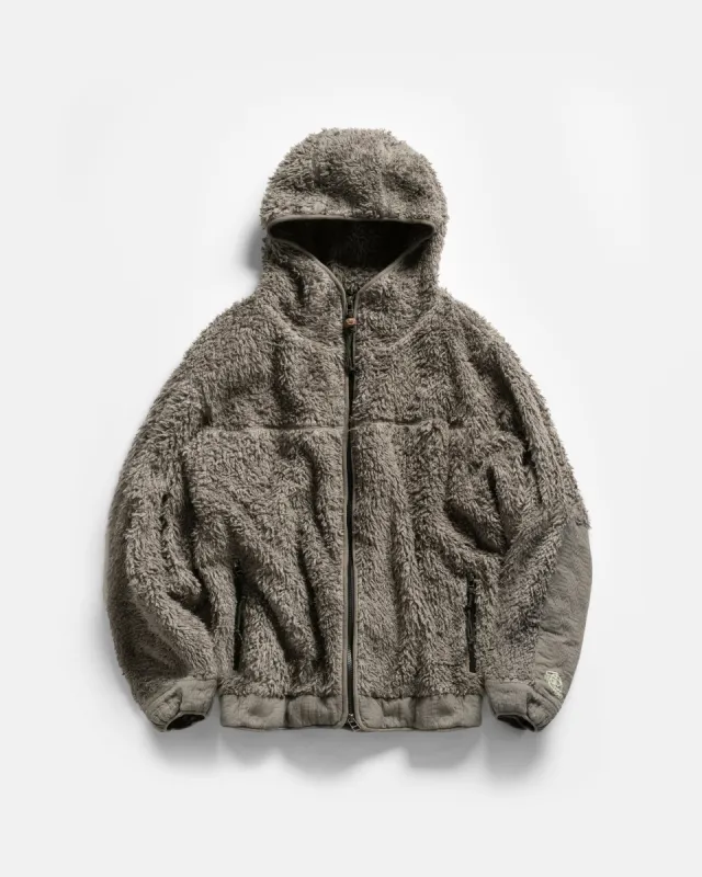 TEMPO HOODED FLEECE - FADED FOLIAGE ORGANIC COTTON SHERPA AND DOUBLE WEAVE JACQUARD COTTON sold by 18 East