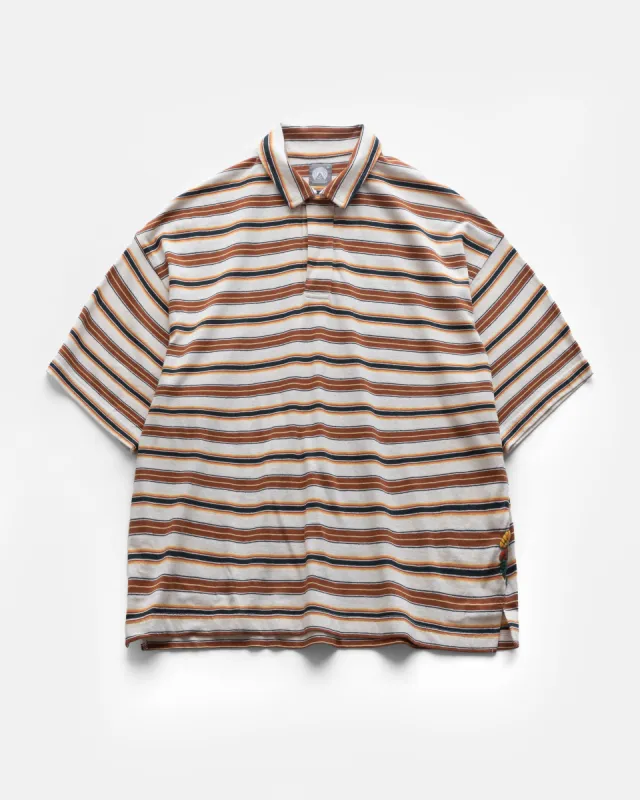 PETER SS BIG POLO - ECRU / CARAMEL / GRASS / GOLD MULTI STRIPE JERSEY sold by 18 East
