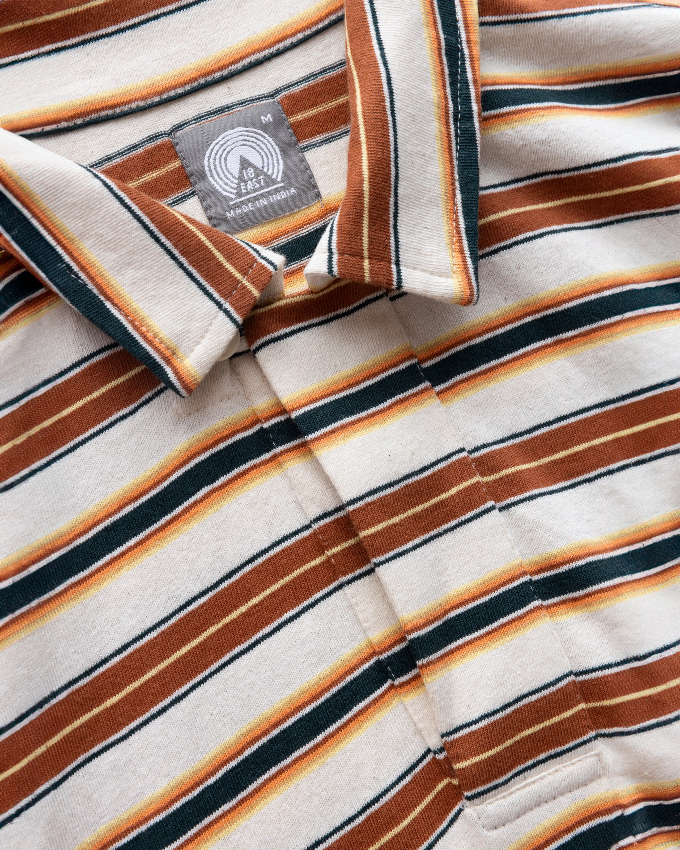 PETER SS BIG POLO - ECRU / CARAMEL / GRASS / GOLD MULTI STRIPE JERSEY sold by 18 East product image thumbnail 4
