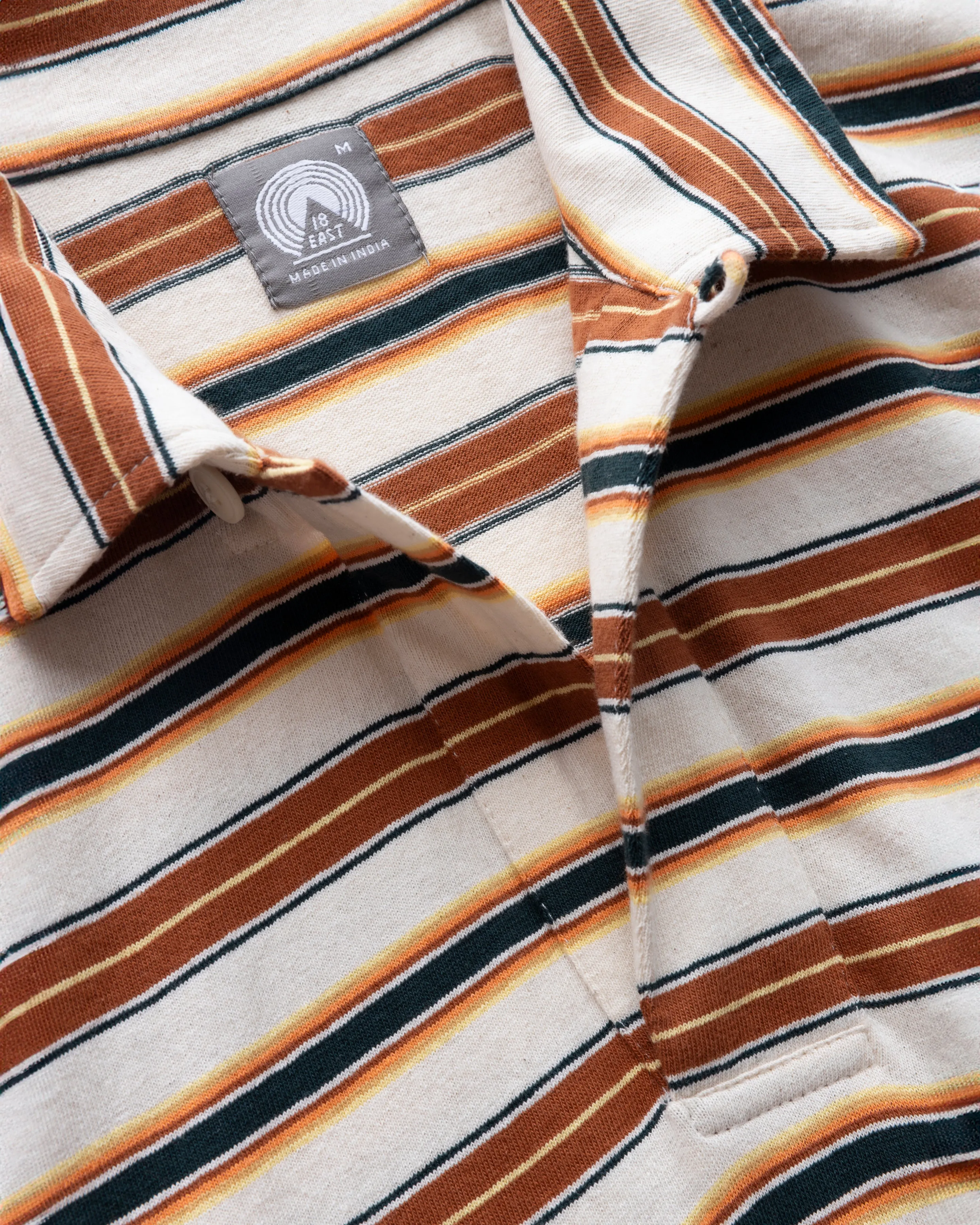 PETER SS BIG POLO - ECRU / CARAMEL / GRASS / GOLD MULTI STRIPE JERSEY sold by 18 East product image thumbnail 2