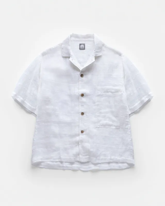 S/S SINGLE POCKET SAM SHIRT - WHITE HANDLOOM WINDOWPANE GAUZE sold by 18 East
