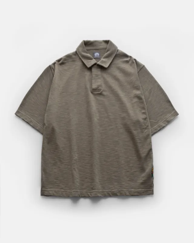 PETER SS BIG POLO - PALE ARMY 9.2 oz SLUB COTTON JERSEY sold by 18 East