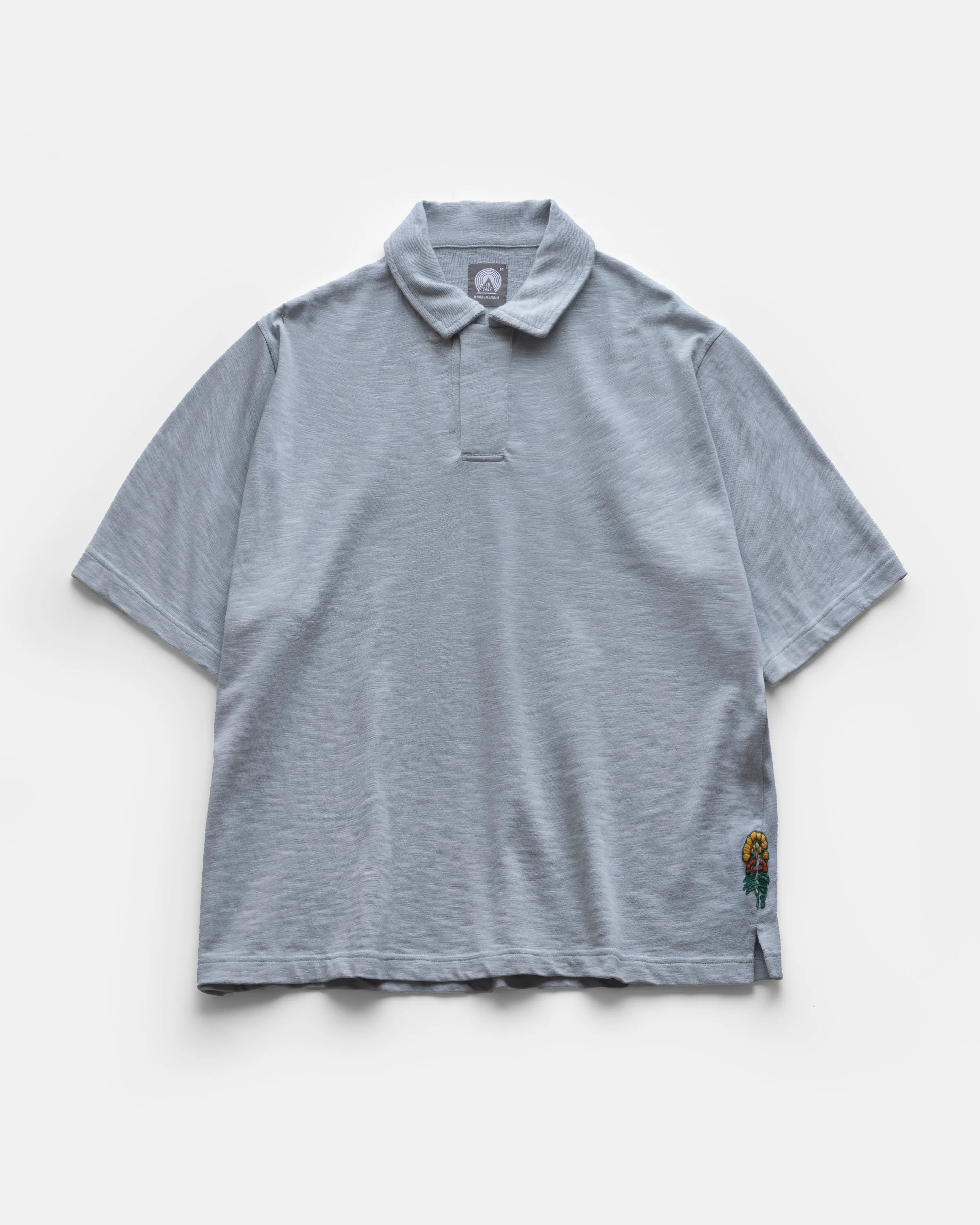 PETER SS BIG POLO - BARELY INDIGO 9.2 oz SLUB COTTON JERSEY sold by 18 East