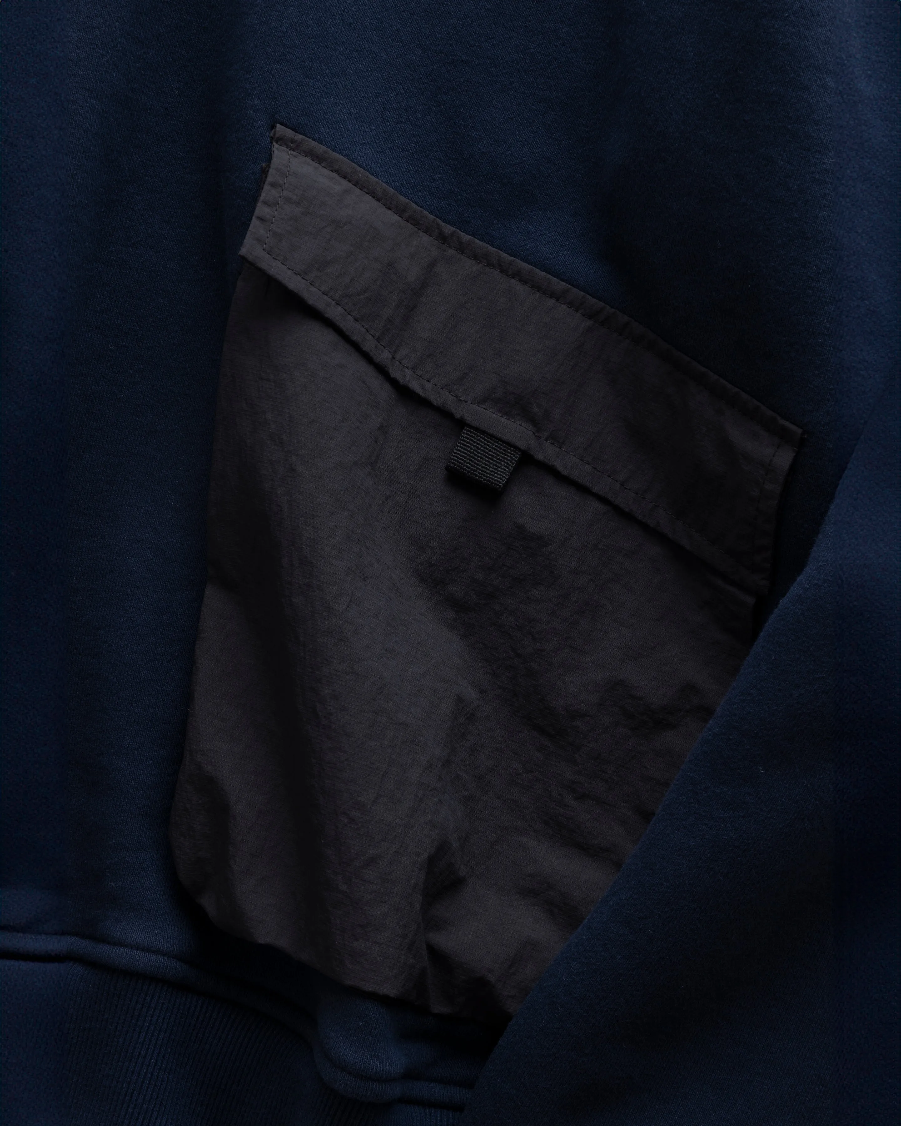 EASTAC HOODED SWEATSHIRT - NAVY / BLACK 19oz. ALL COTTON LOOPBACK TERRY FLEECE AND FEATHERWEIGHT MICRO RIPSTOP NYLON sold by 18 East product image thumbnail 3