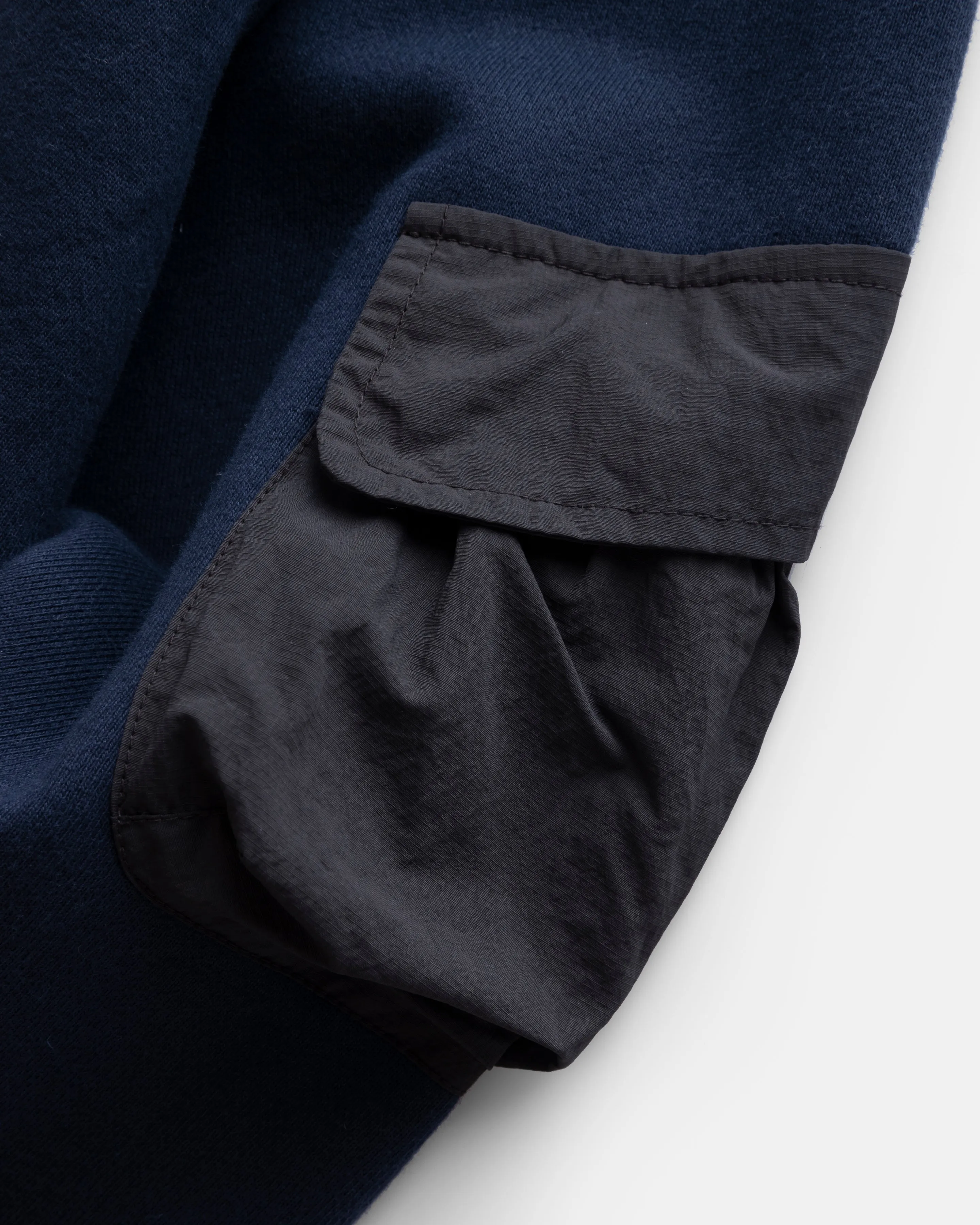 EASTAC HOODED SWEATSHIRT - NAVY / BLACK 19oz. ALL COTTON LOOPBACK TERRY FLEECE AND FEATHERWEIGHT MICRO RIPSTOP NYLON sold by 18 East product image thumbnail 2