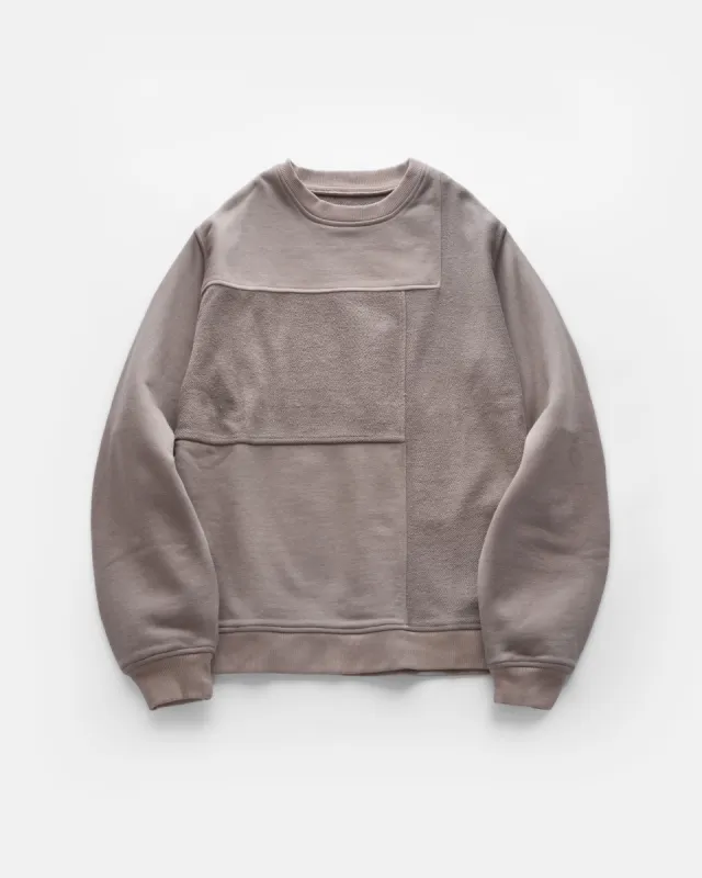 DJ CREWNECK SWEATSHIRT - WALNUT TONAL PATCHWORK  19oz. ALL COTTON FLEECE sold by 18 East
