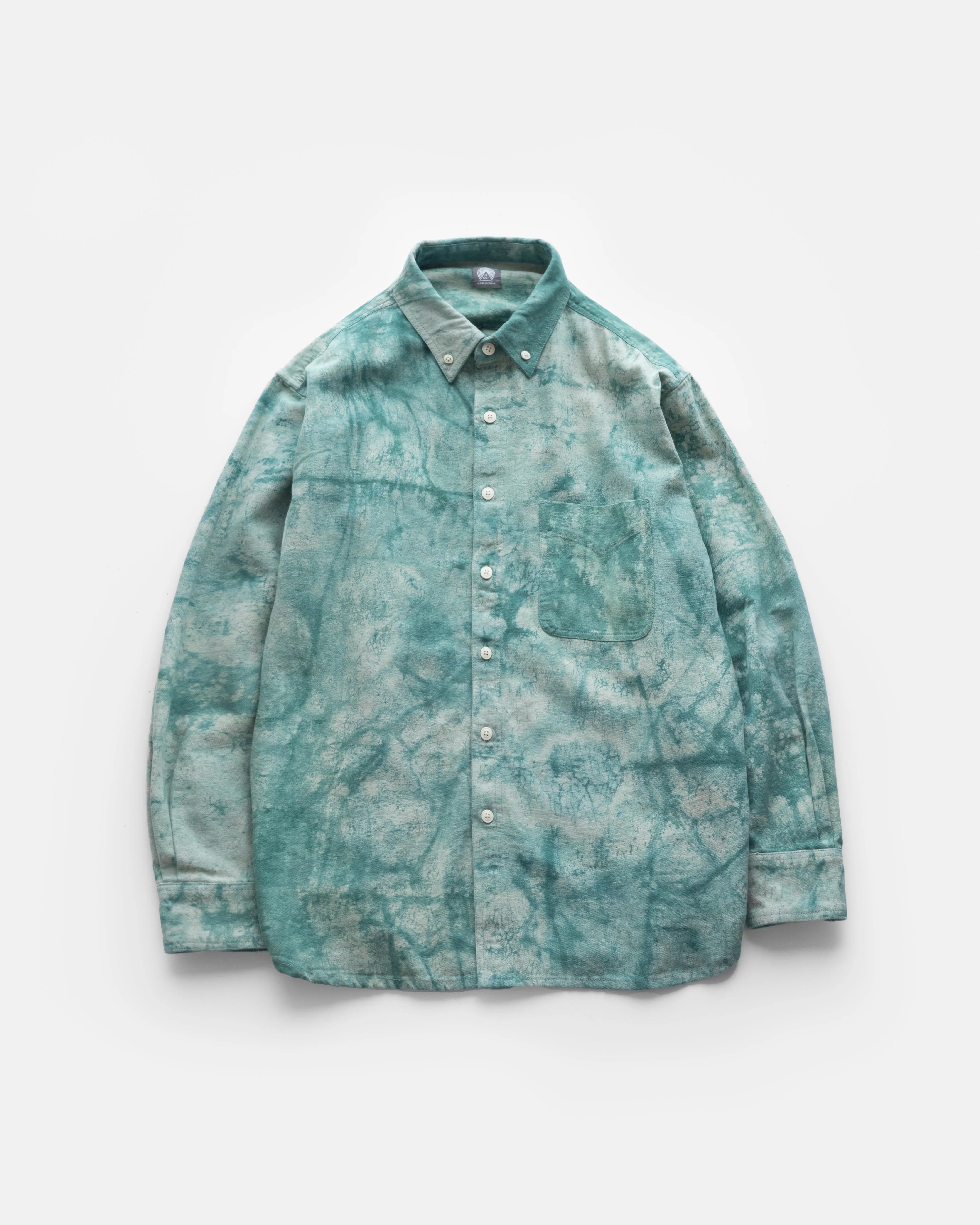 WOLF BUTTON-DOWN SHIRT - GRASS DABU DYED OXFORD CLOTH sold by 18 East