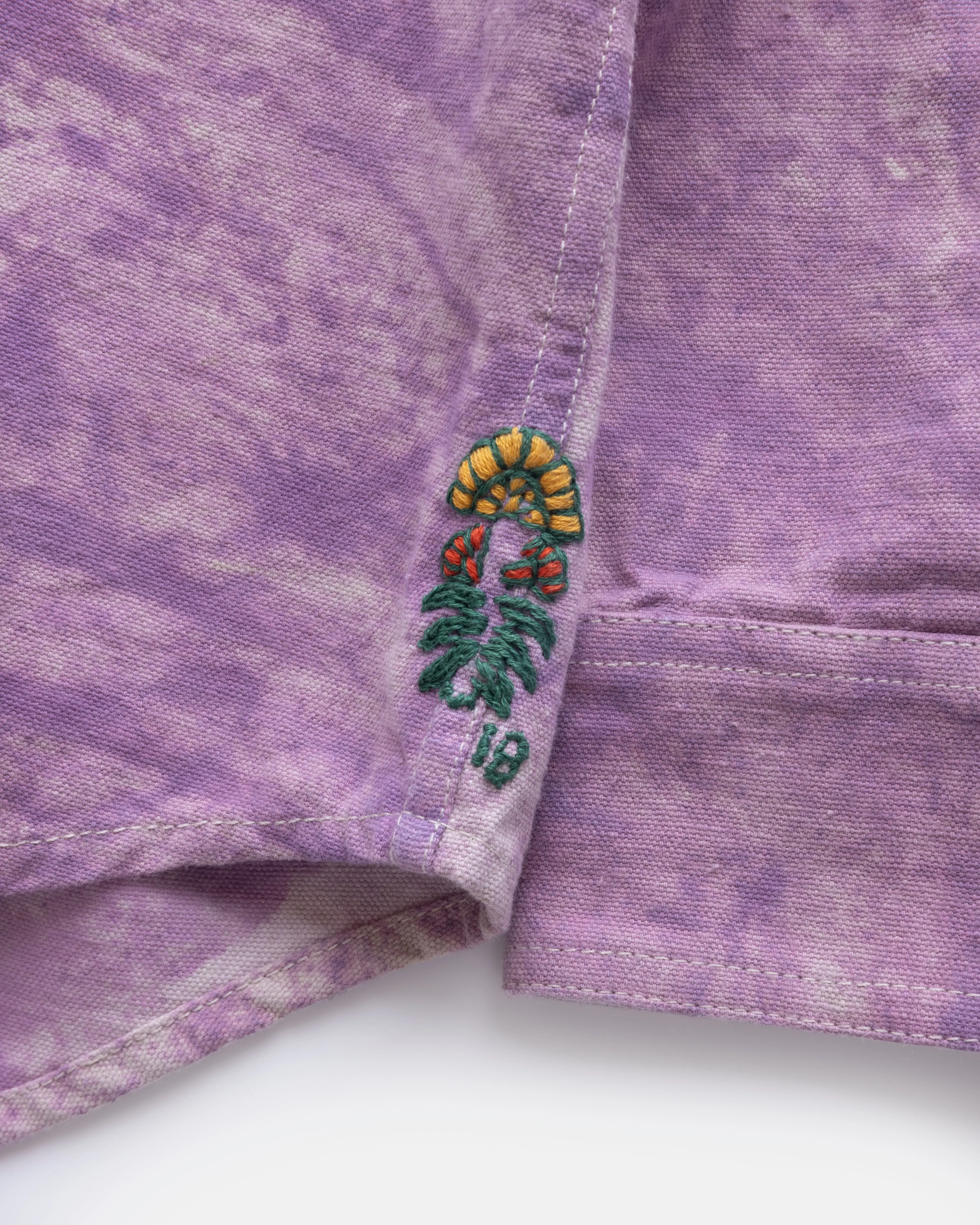 WOLF BUTTON-DOWN SHIRT - LILAC DABU DYED OXFORD CLOTH sold by 18 East product image thumbnail 5