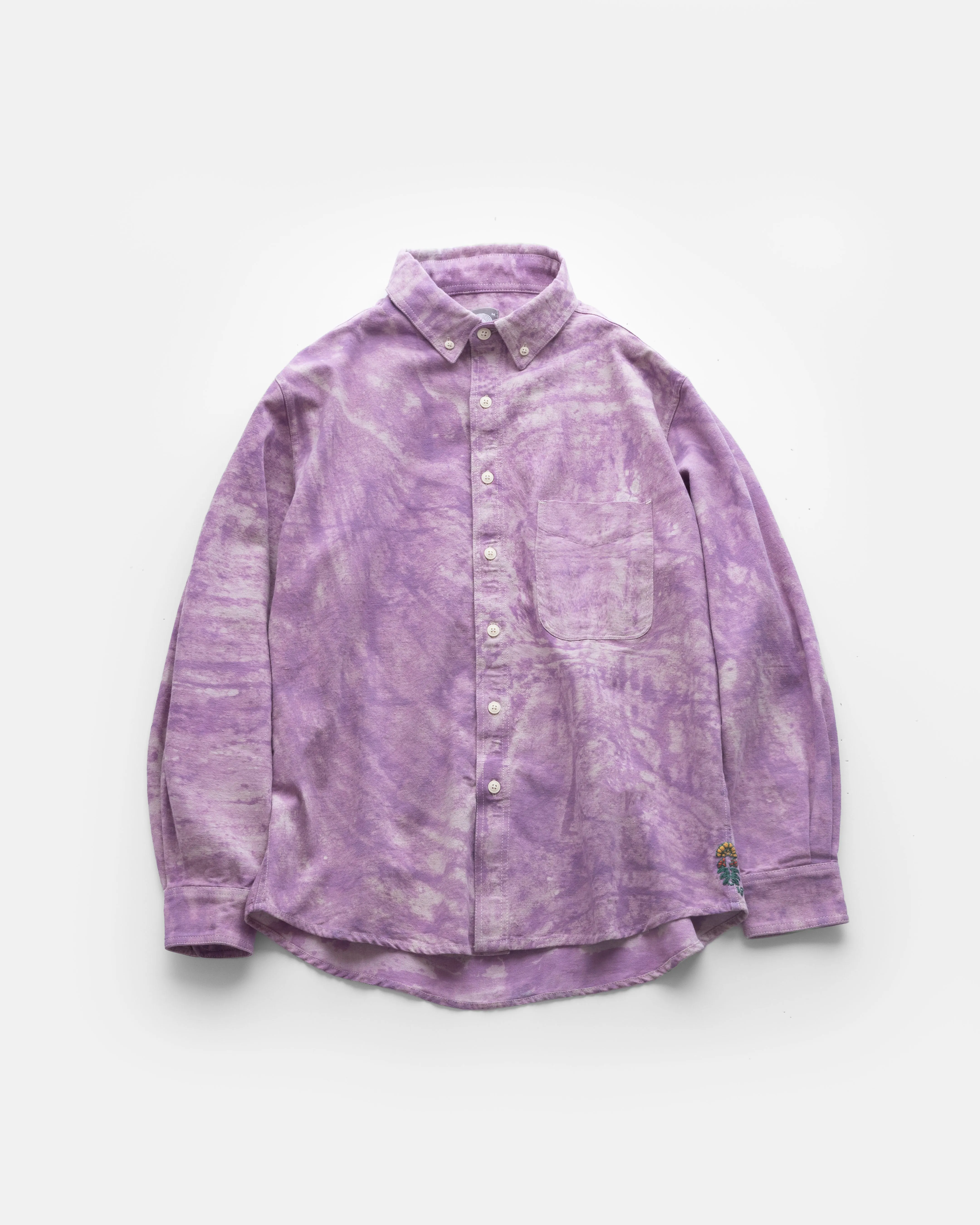 WOLF BUTTON-DOWN SHIRT - LILAC DABU DYED OXFORD CLOTH sold by 18 East