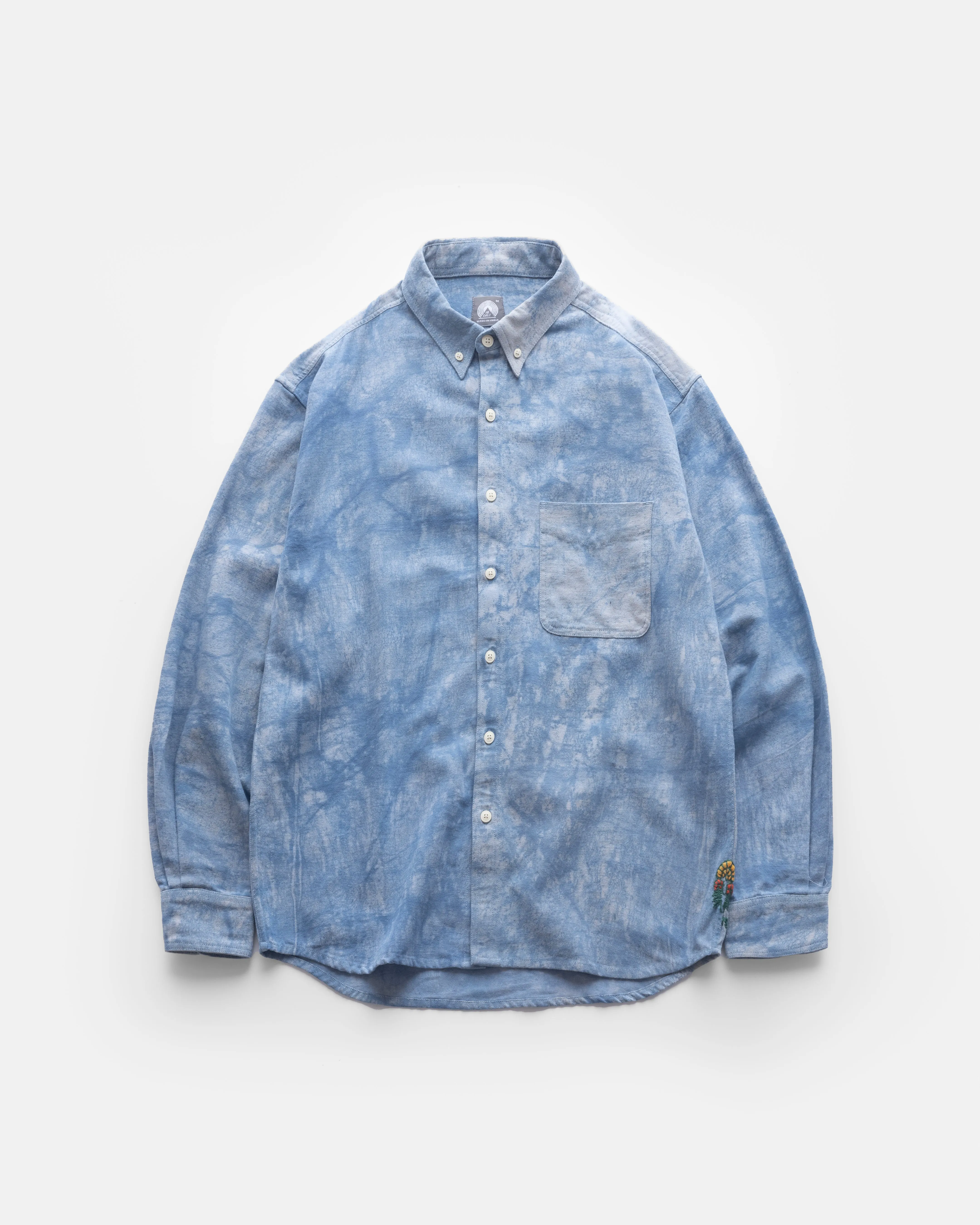 WOLF BUTTON-DOWN SHIRT - INFINITY BLUE DABU DYED OXFORD CLOTH sold by 18 East