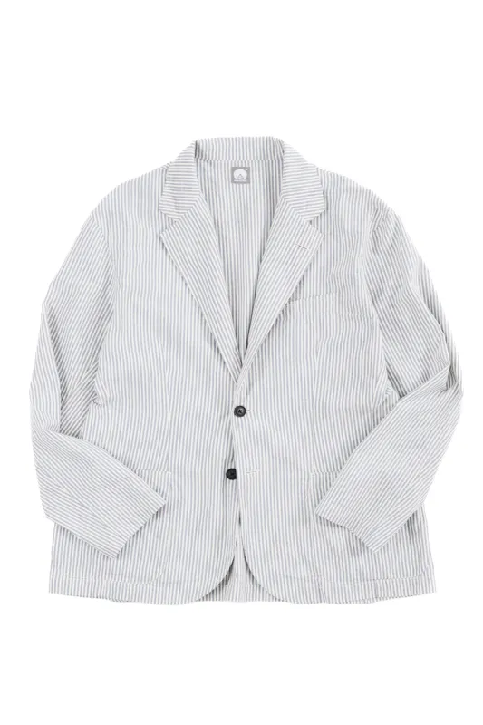 COSTA BLAZER - ECRU / INDIGO COTTON SEERSUCKER sold by 18 East
