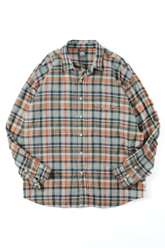 CHESTNUT BUTTON-DOWN SHIRT - WHITE / ORANGE / GREEN COTTON PLAID sold by 18 East