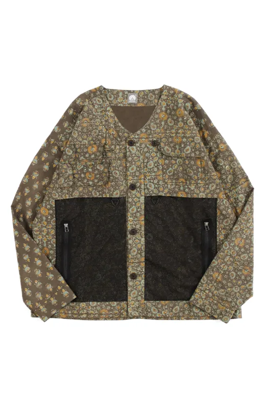 LASKY UTILITY LINER JACKET - SILT / INDIGO / TURMERIC BAGRU BLOCK PRINTED COTTON sold by 18 East