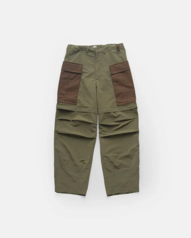 GLEN ZIP-OFF CARGO PANT - O.D. GREEN WATER-REPELLENT MICRO RIPSTOP NYLON / DARK BRONZE 60/40 RIPSTOP sold by 18 East
