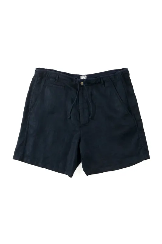 SHELTER SHORTS - NAVY LINEN TWILL made by 18 East
