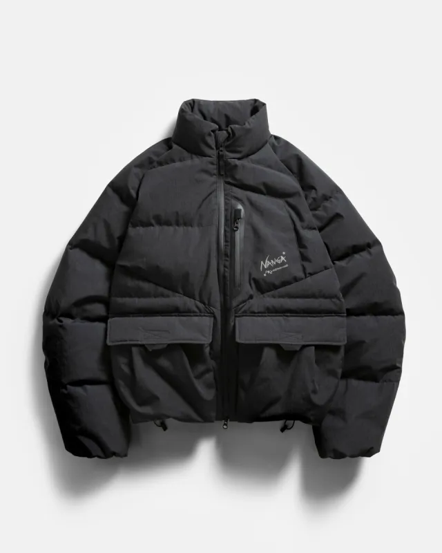 18 EAST / NANGA LOOKOUT DOWN JACKET - CHARCOAL MELANGE TAKIBI / SILVERBLUE 15DN RIPSTOP NYLON sold by 18 East