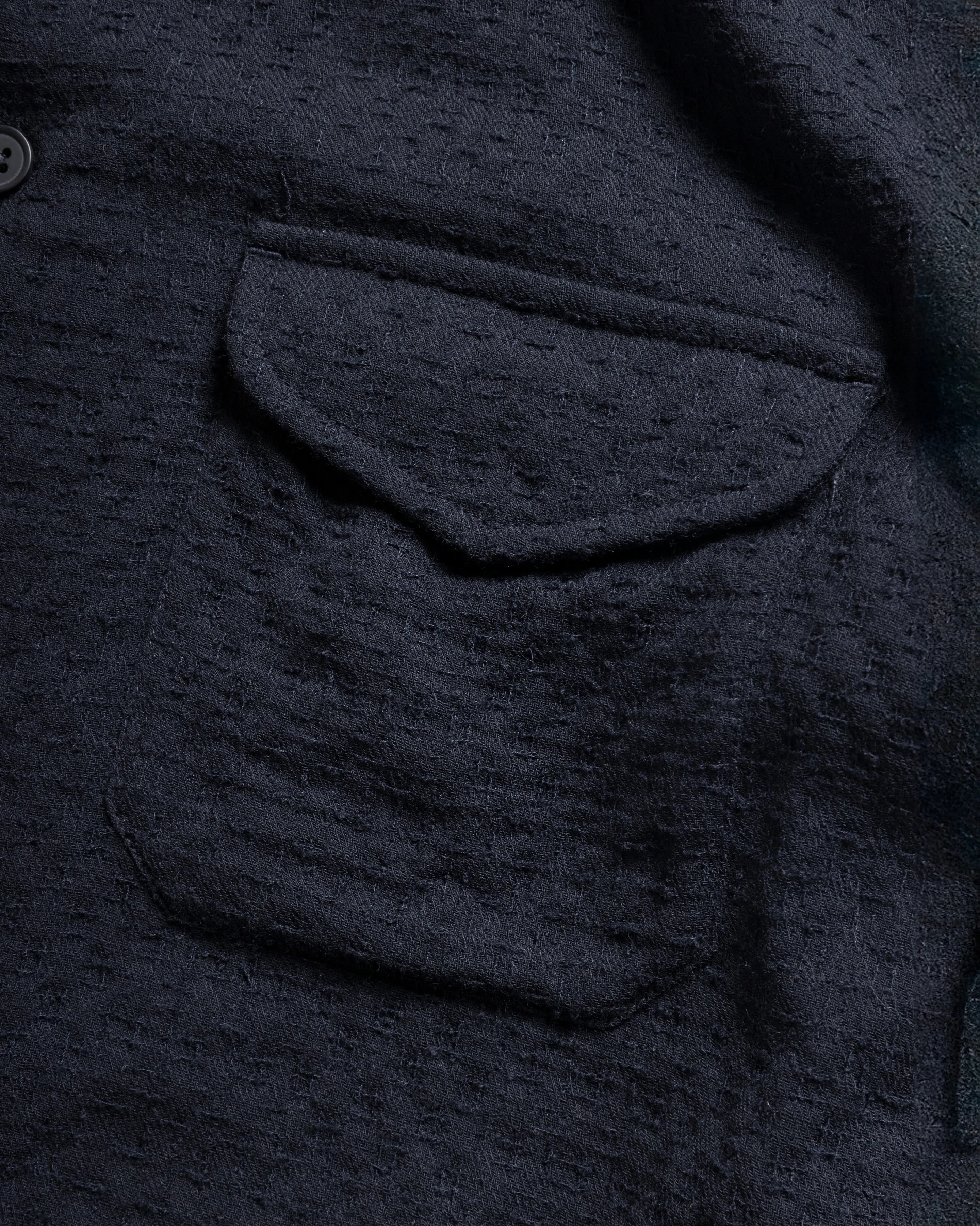 WES STRAIGHT HEM WORK SHIRT - MIDNIGHT NAVY WORSTED WOOL DOBBY sold by 18 East product image thumbnail 2