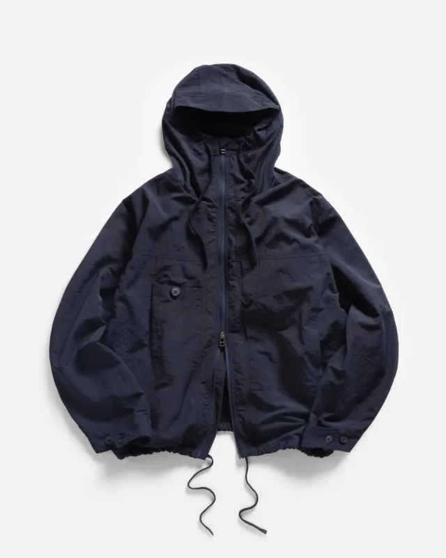 ATLAS HOODED SHELL - MIDNIGHT NAVY WATER-REPELLENT NYLON TASLAN sold by 18 East