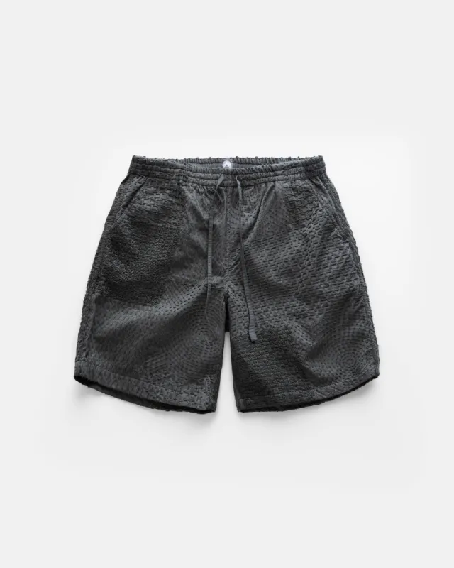 JAIPUR EASY SHORTS - TONAL SAGE PATCHWORK KANTHA STITCHED COTTON sold by 18 East