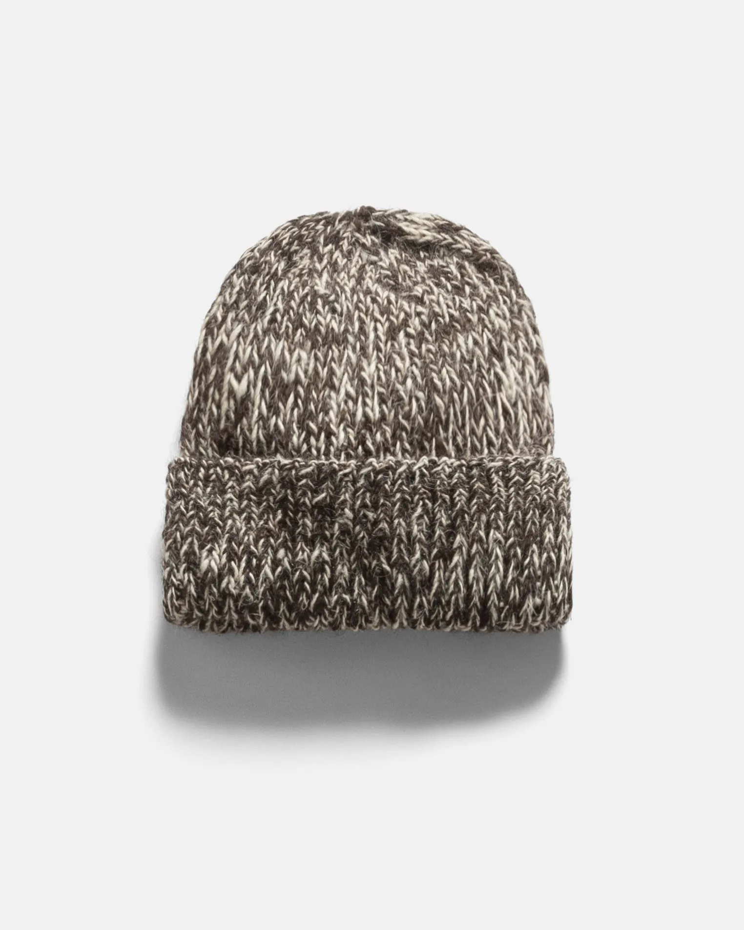 HIMALAYAN HAND-KNIT WATCH CAP - UNDYED DARK CHOCOLATE / ECRU NOMADIC WOOLEN RIB sold by 18 East product image thumbnail 3