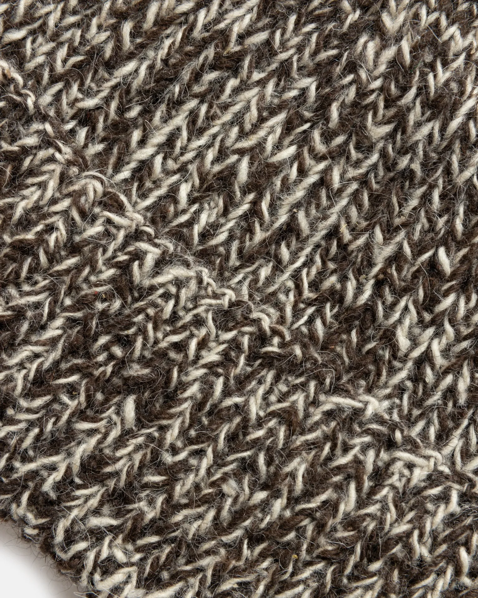 HIMALAYAN HAND-KNIT WATCH CAP - UNDYED DARK CHOCOLATE / ECRU NOMADIC WOOLEN RIB sold by 18 East product image thumbnail 2