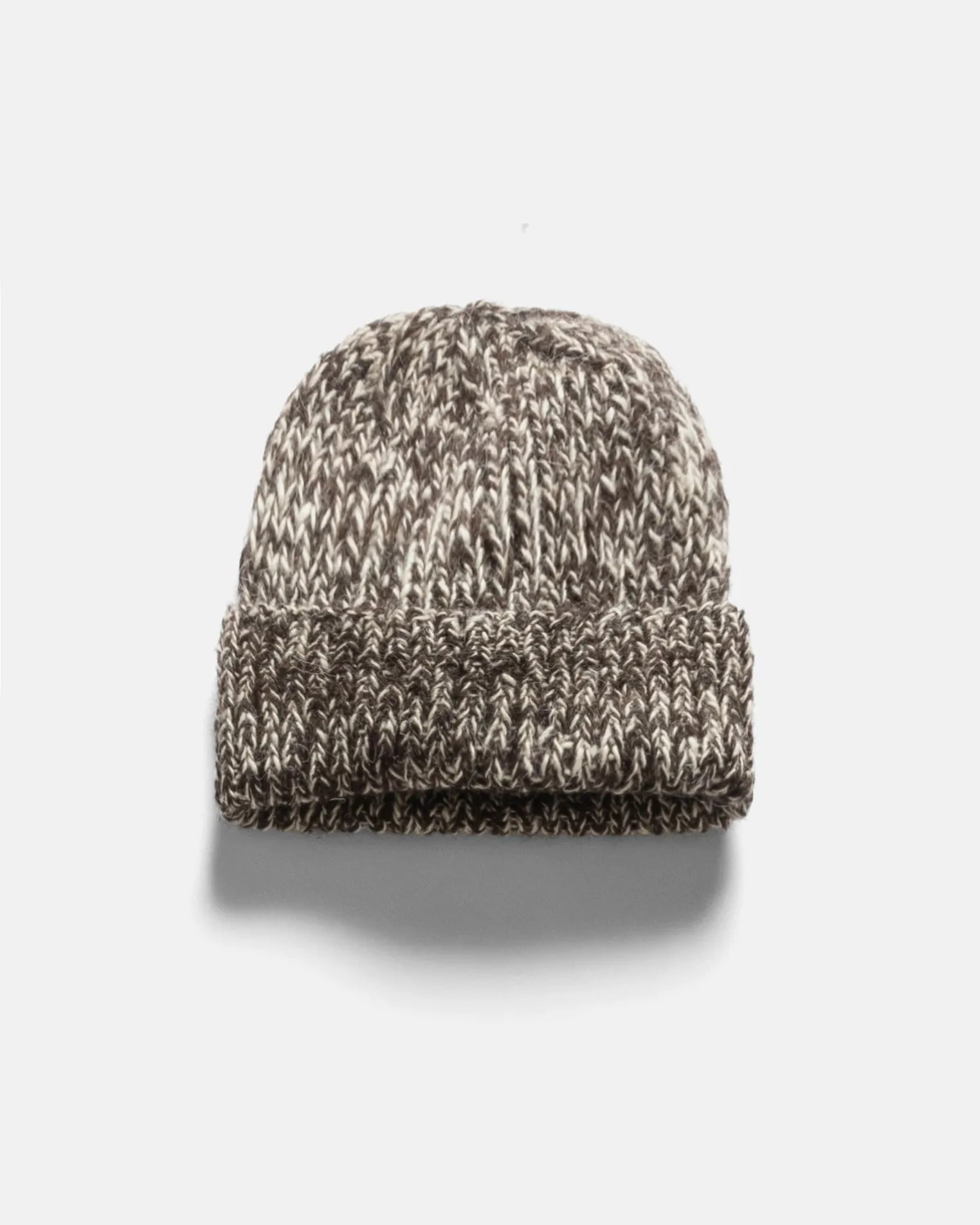 HIMALAYAN HAND-KNIT WATCH CAP - UNDYED DARK CHOCOLATE / ECRU NOMADIC WOOLEN RIB sold by 18 East