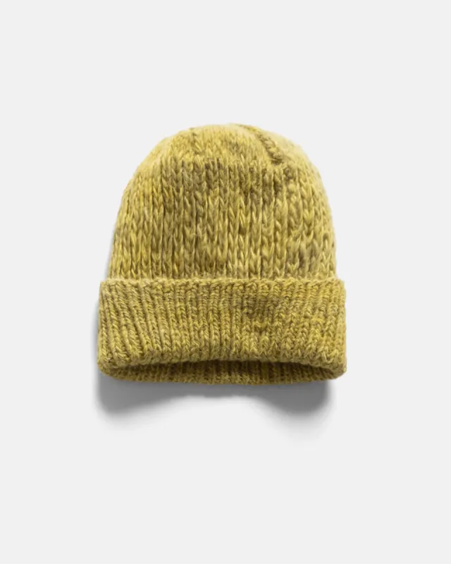 HIMALAYAN HAND-KNIT WATCH CAP - NATURALLY DYED MARIGOLD NOMADIC WOOLEN RIB made by 18 East