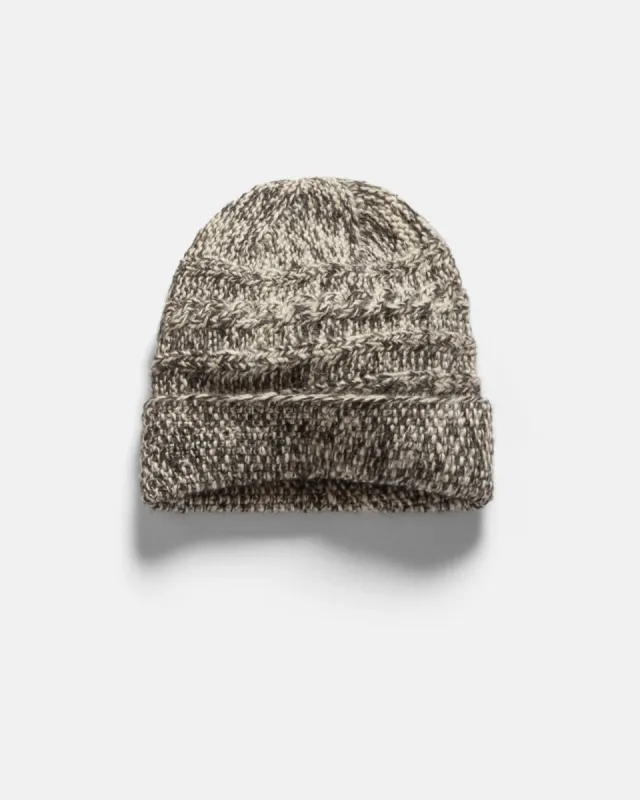 HIMALAYAN HAND-KNIT CABLED BEANIE - TONAL UNDYED NOMADIC WOOLEN MOULINÉ sold by 18 East