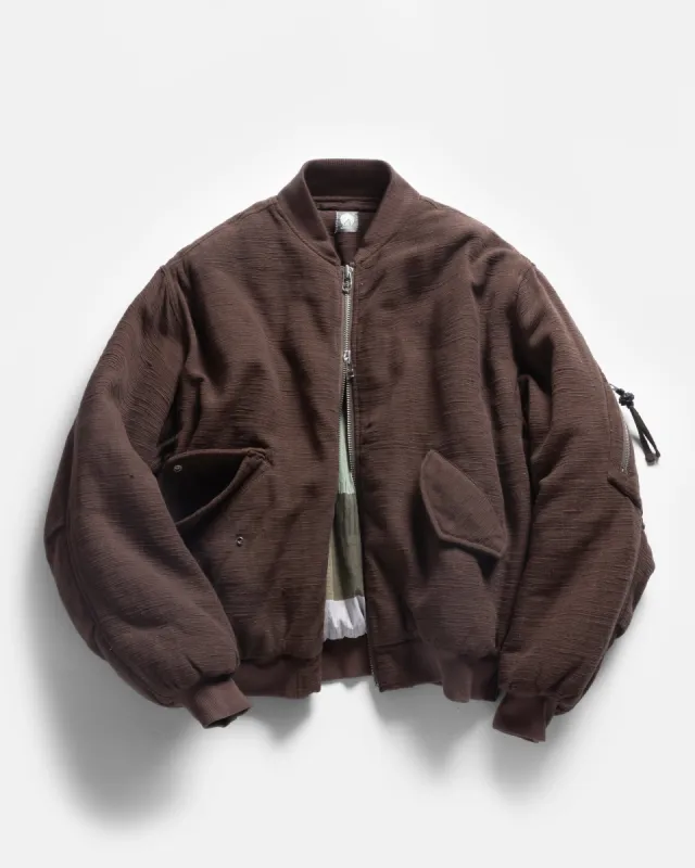 HANDWOVEN FLIGHT JACKET - CACAO KHADI COTTON DUCK sold by 18 East