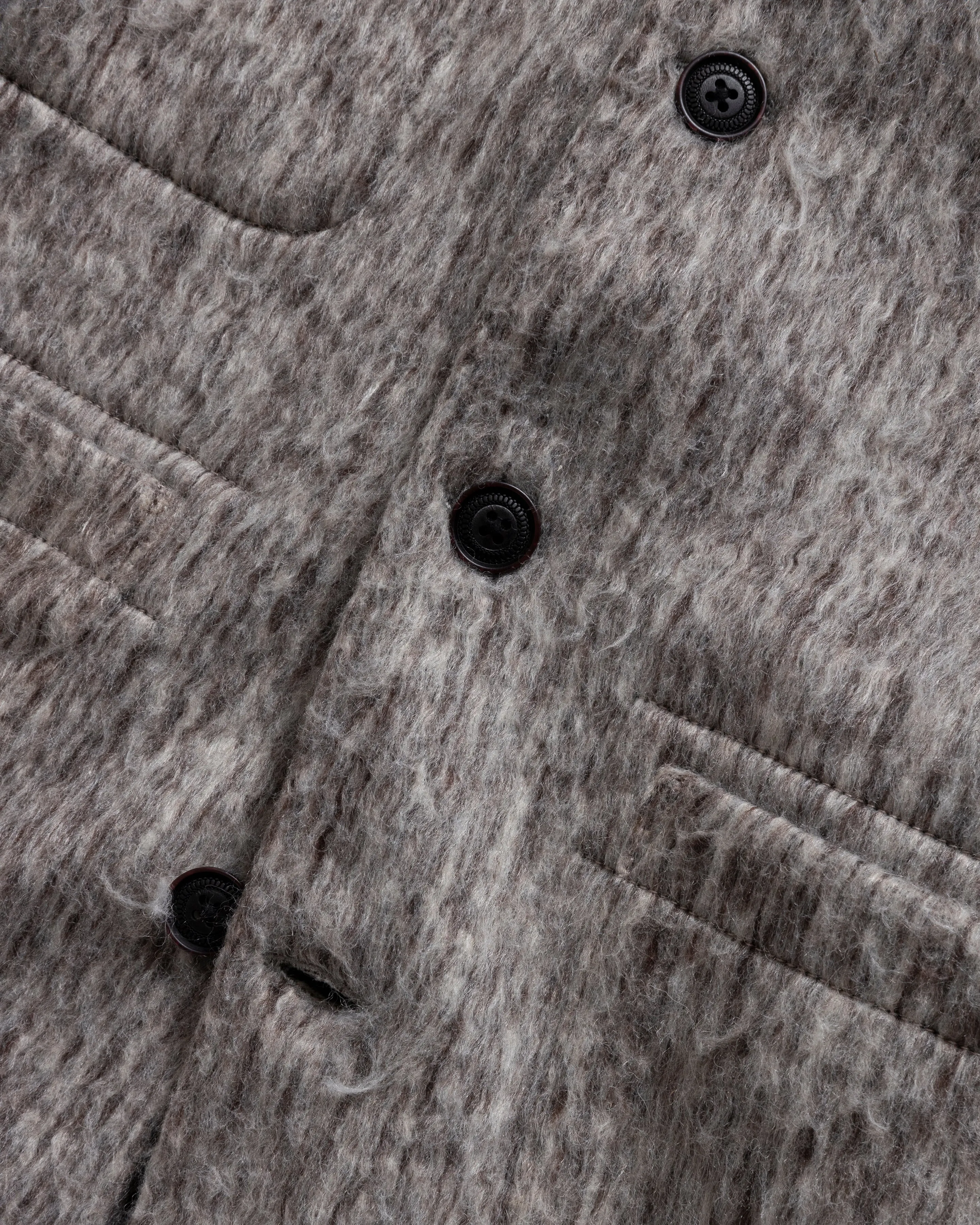 FOLA “FOHAIR” CARDIGAN - ECRU / FOG / CACAO SHAGGY BLENDED WOOL sold by 18 East product image thumbnail 5
