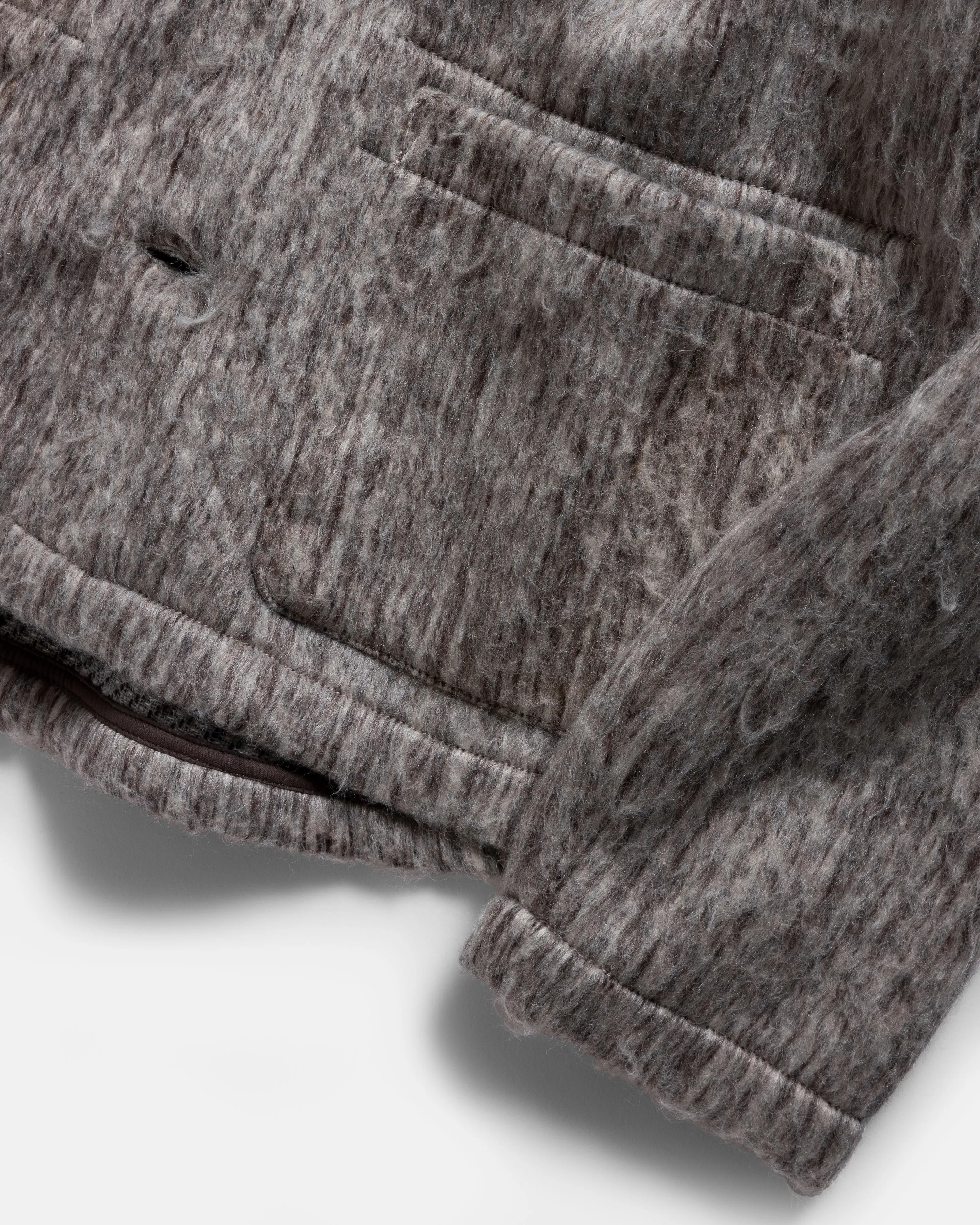 FOLA “FOHAIR” CARDIGAN - ECRU / FOG / CACAO SHAGGY BLENDED WOOL sold by 18 East product image thumbnail 3