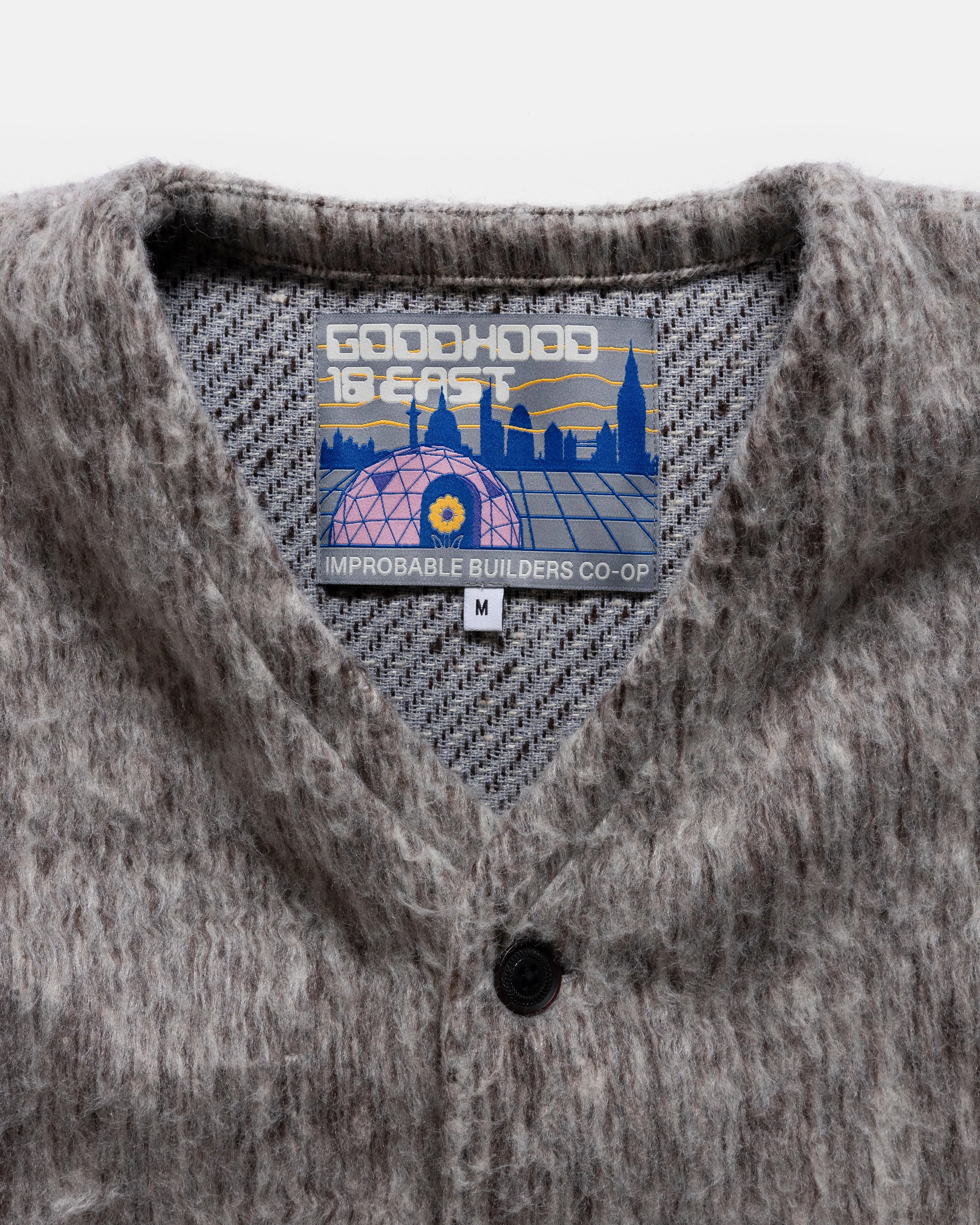 FOLA “FOHAIR” CARDIGAN - ECRU / FOG / CACAO SHAGGY BLENDED WOOL sold by 18 East product image thumbnail 2