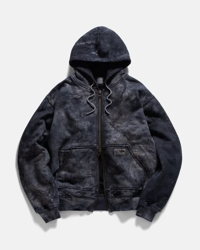 TOLMIE FULLZIP SWEATSHIRT - BLACK DABU DYED 19oz. ALL COTTON FLEECE WITH EARTH PAISLEY PRINTED LOOPBACK TERRY BACK sold by 18 East