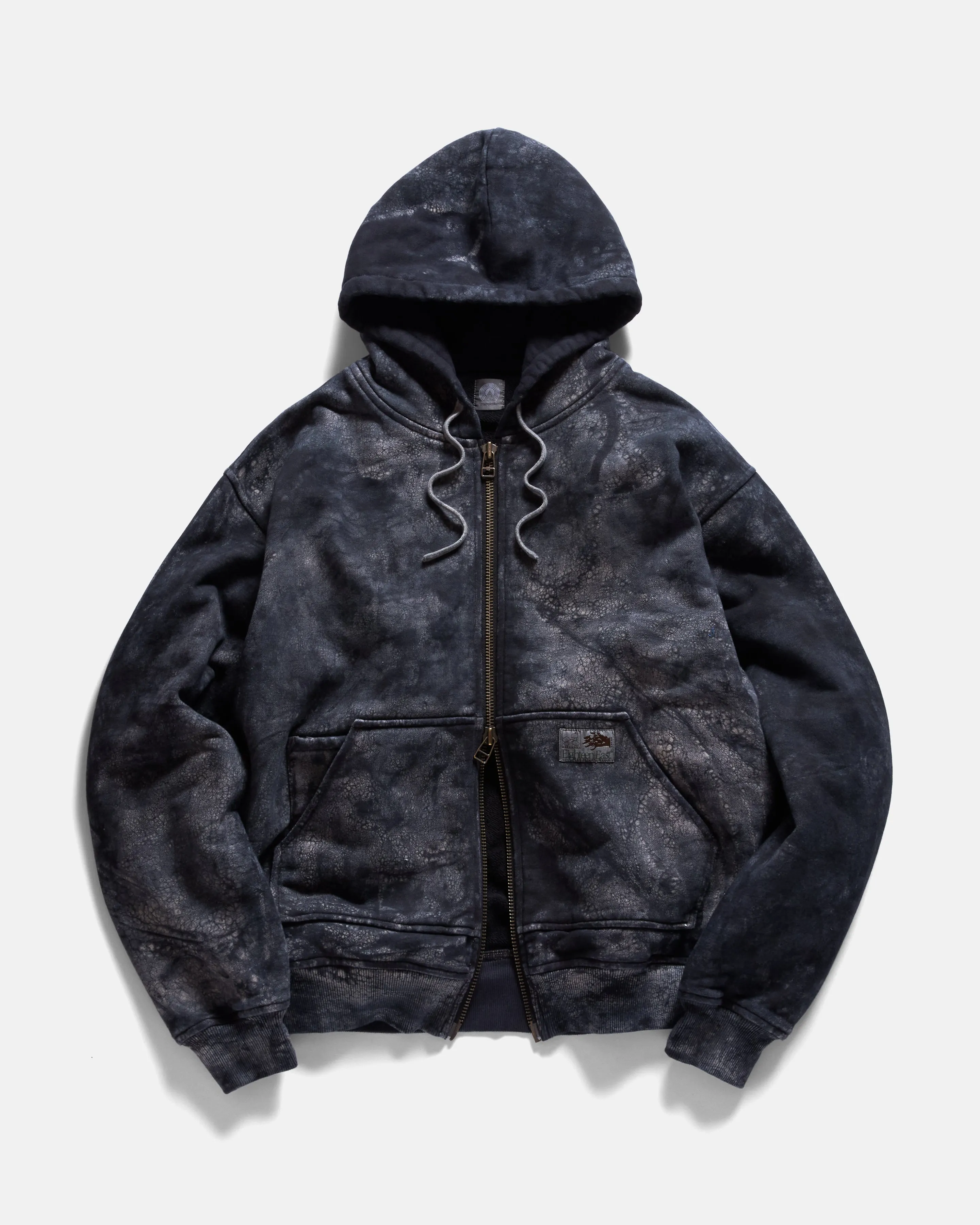 TOLMIE FULLZIP SWEATSHIRT - BLACK DABU DYED 19oz. ALL COTTON FLEECE WITH EARTH PAISLEY PRINTED LOOPBACK TERRY BACK sold by 18 East