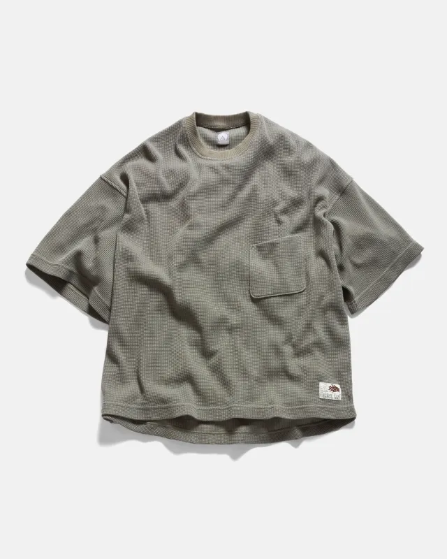 HIROCK LTE HALF SLEEVE CREWNECK - FADED DRAB TECH COTTON LIGHTWEIGHT THERMAL sold by 18 East