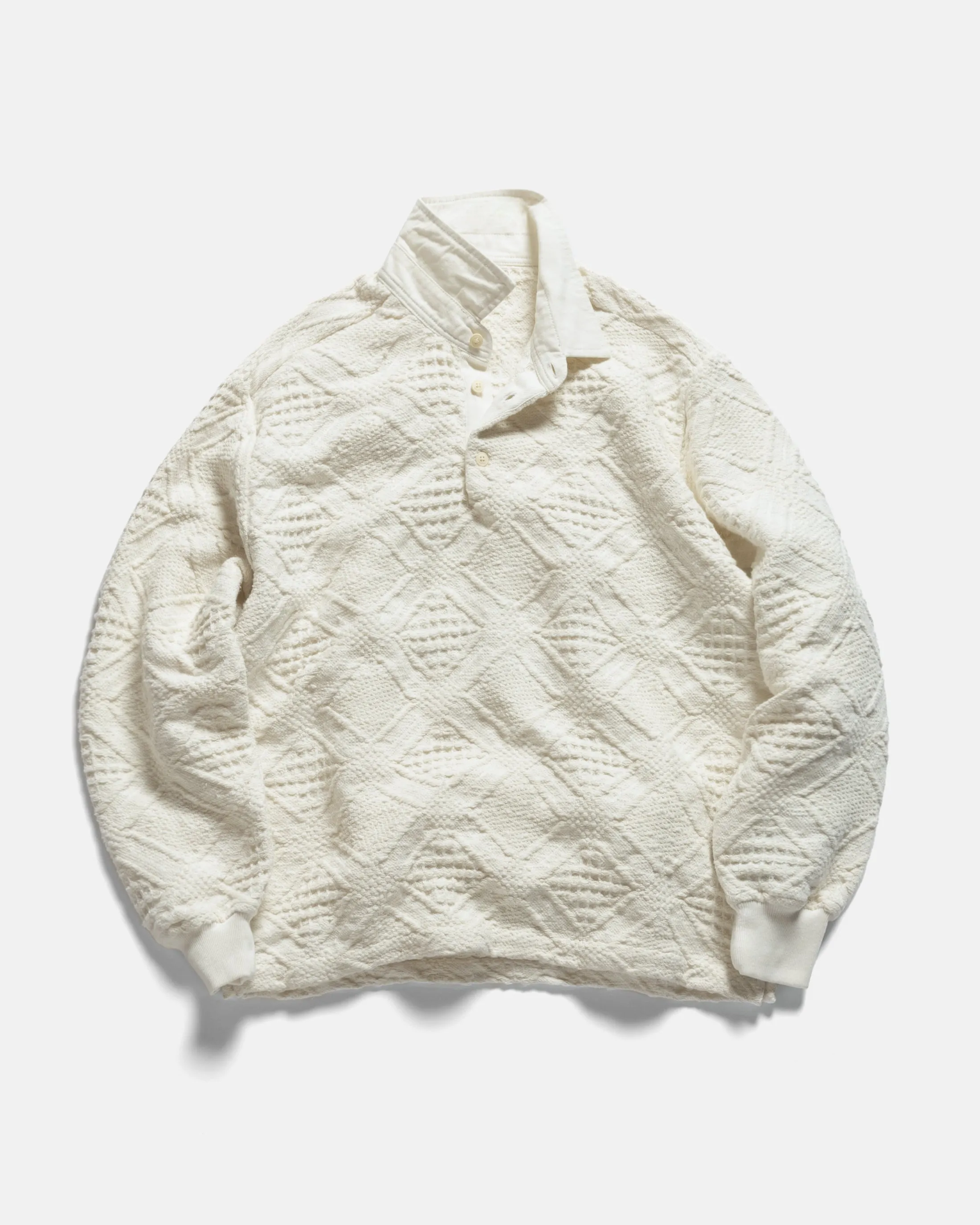 HOMER “SWEATER” POLO - WHITE HANDLOOM COTTON BLANKETING sold by 18 East product image thumbnail 2