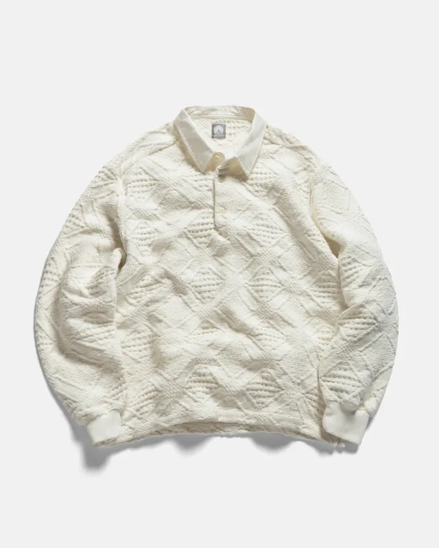 HOMER “SWEATER” POLO - WHITE HANDLOOM COTTON BLANKETING sold by 18 East