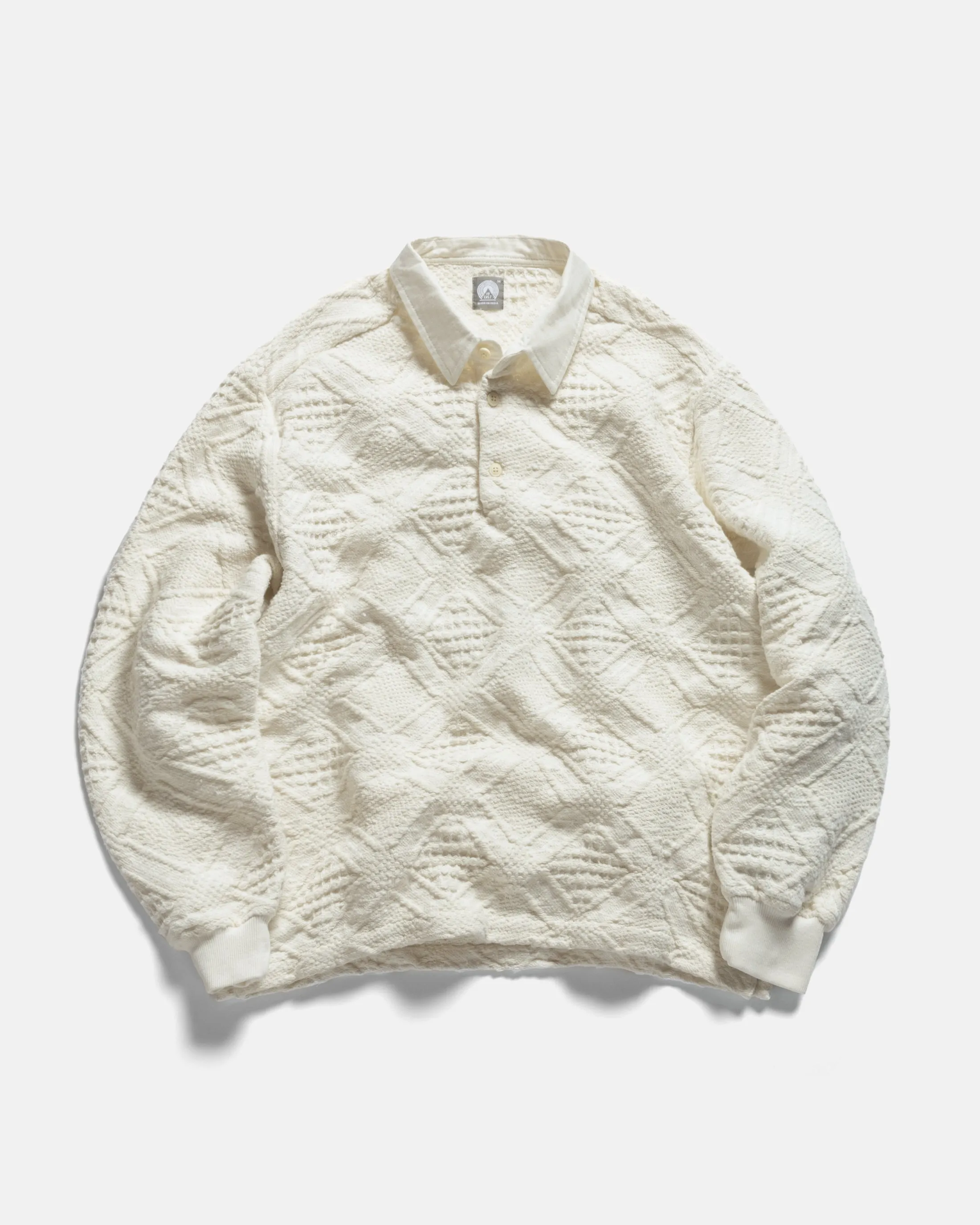 HOMER “SWEATER” POLO - WHITE HANDLOOM COTTON BLANKETING sold by 18 East