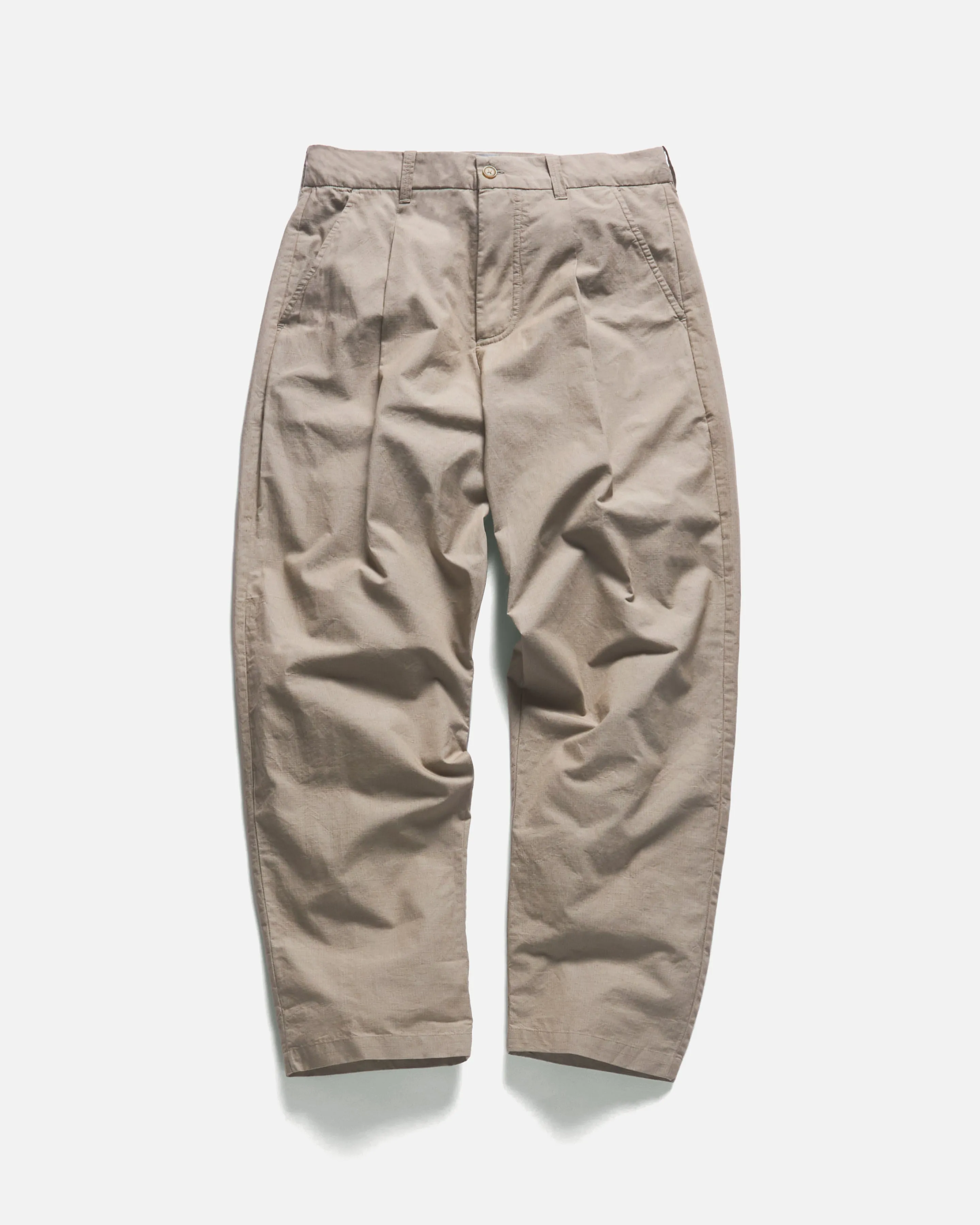 JIAN SINGLE PLEAT PANT - VINTAGE KHAKI COTTON MICRO RIPSTOP sold by 18 East
