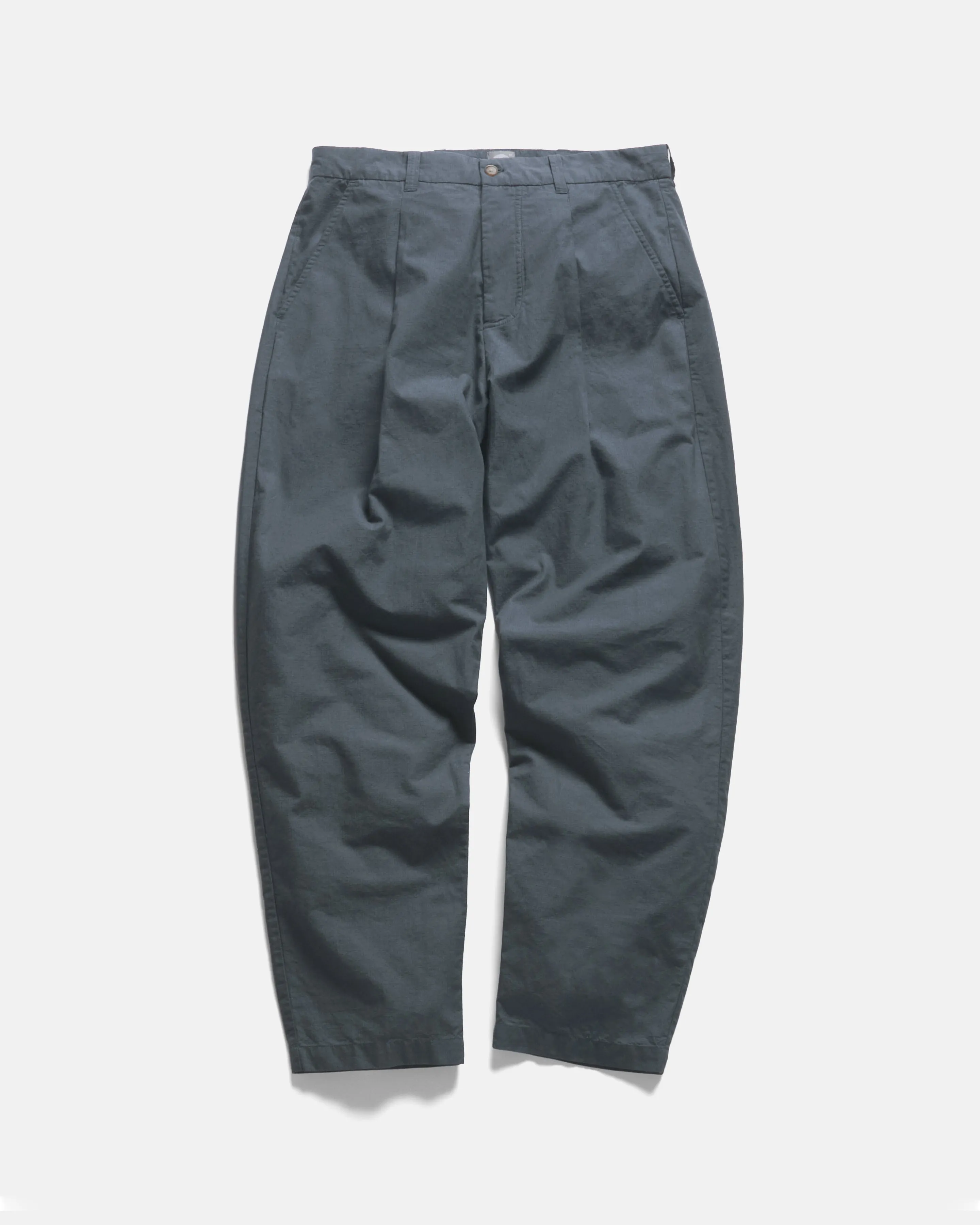 JIAN SINGLE PLEAT PANT - WASHED SLATE COTTON MICRO RIPSTOP sold by 18 East