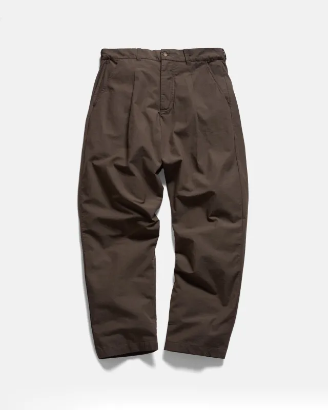 JIAN SINGLE PLEAT PANT - CHOCOLATE COTTON MICRO RIPSTOP sold by 18 East