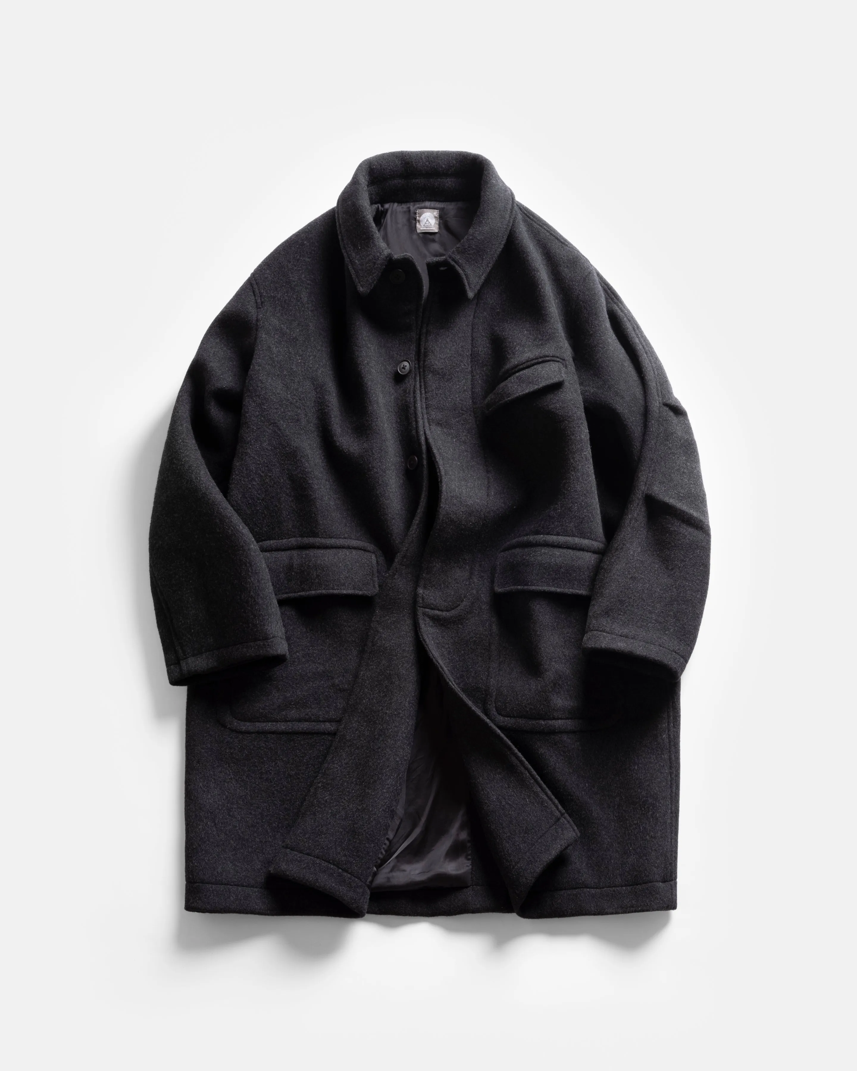 【80s】McGREGOR BlackWool Raglan Half Coat Ewan McGregor Halston TV Show Black Wool Coat