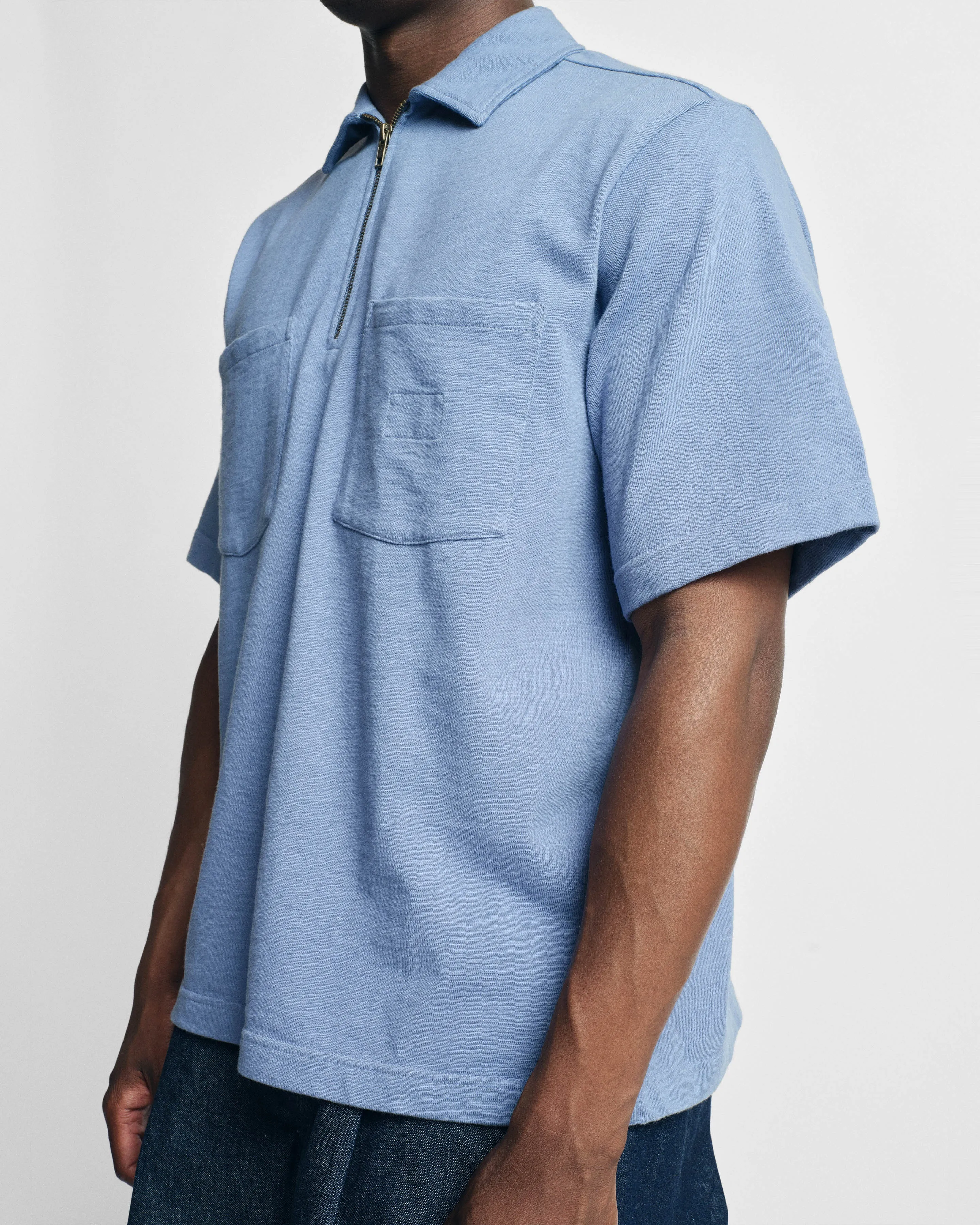 SS HOLLOW POLO - RINSED ROYAL 9.2 oz SLUB COTTON JERSEY sold by 18 East product image thumbnail 4