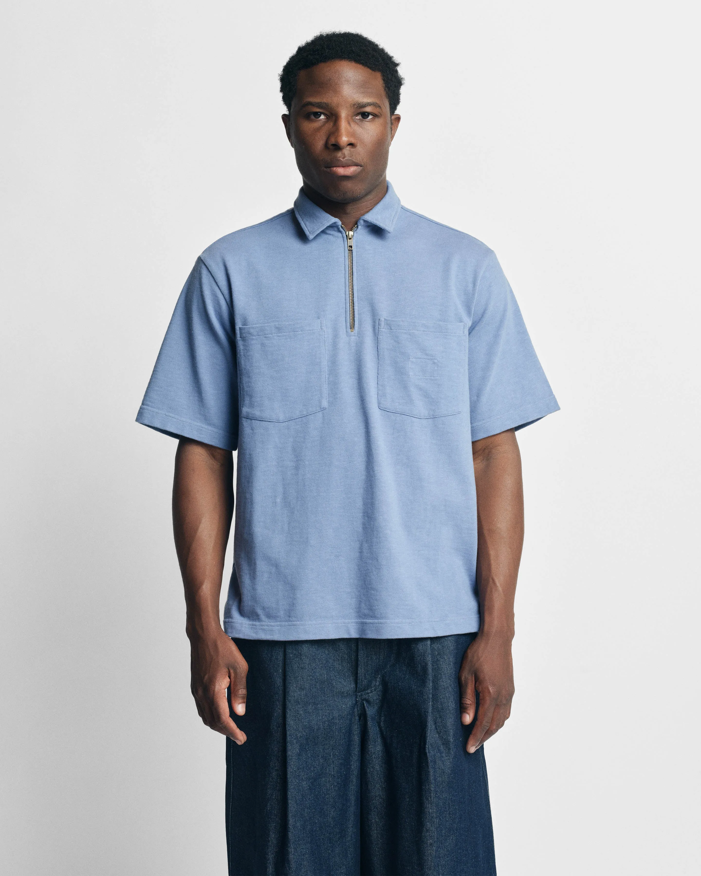 SS HOLLOW POLO - RINSED ROYAL 9.2 oz SLUB COTTON JERSEY sold by 18 East product image thumbnail 2