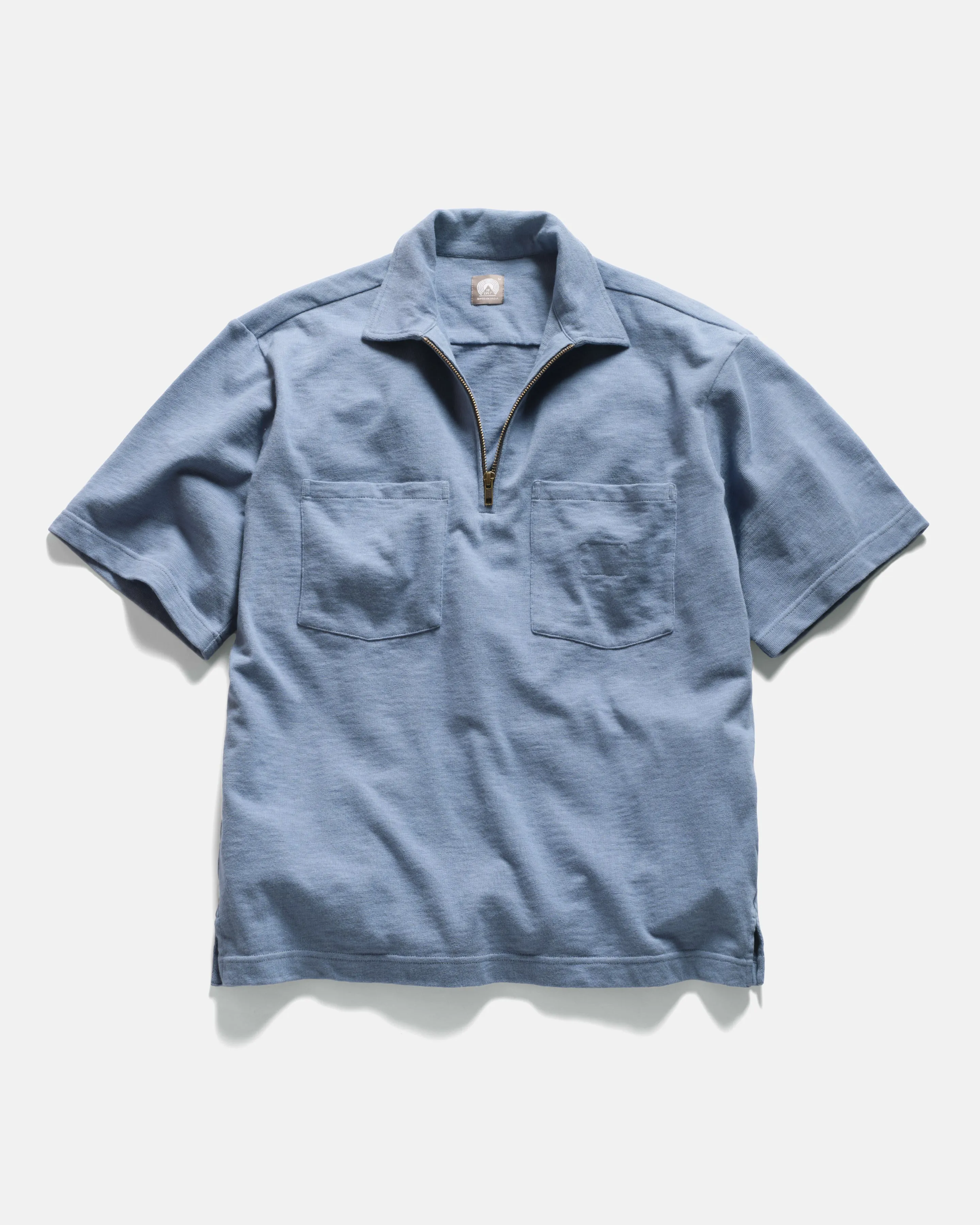 SS HOLLOW POLO - RINSED ROYAL 9.2 oz SLUB COTTON JERSEY sold by 18 East